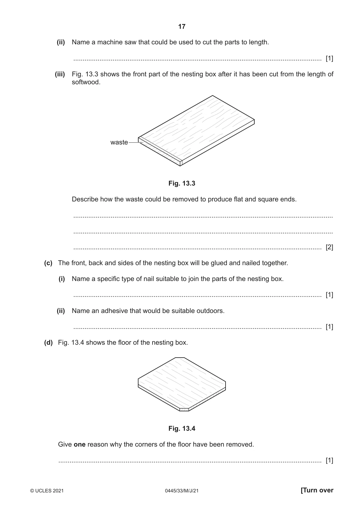 Cambridge IGCSE Design and Technology 0445 2021 May/June Paper 3 · Variant 3 question paper, page 17 of 20