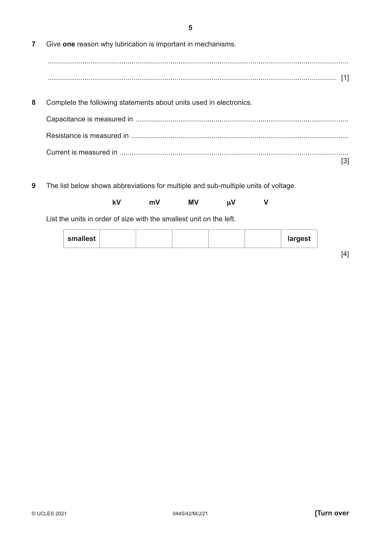 Cambridge IGCSE Design and Technology 0445 2021 May/June Paper 4 · Variant 2 question paper, page 5 of 20