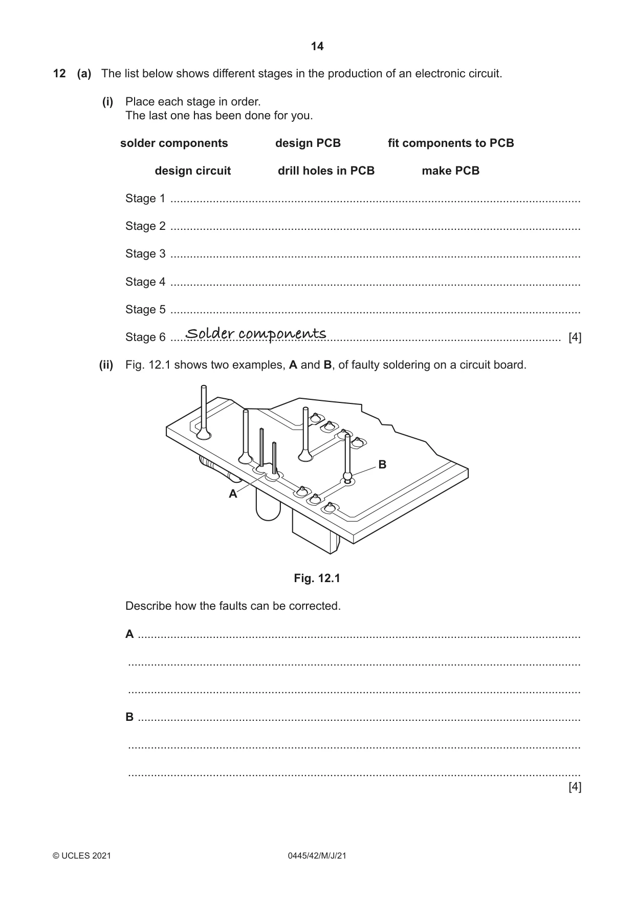 Cambridge IGCSE Design and Technology 0445 2021 May/June Paper 4 · Variant 2 question paper, page 14 of 20