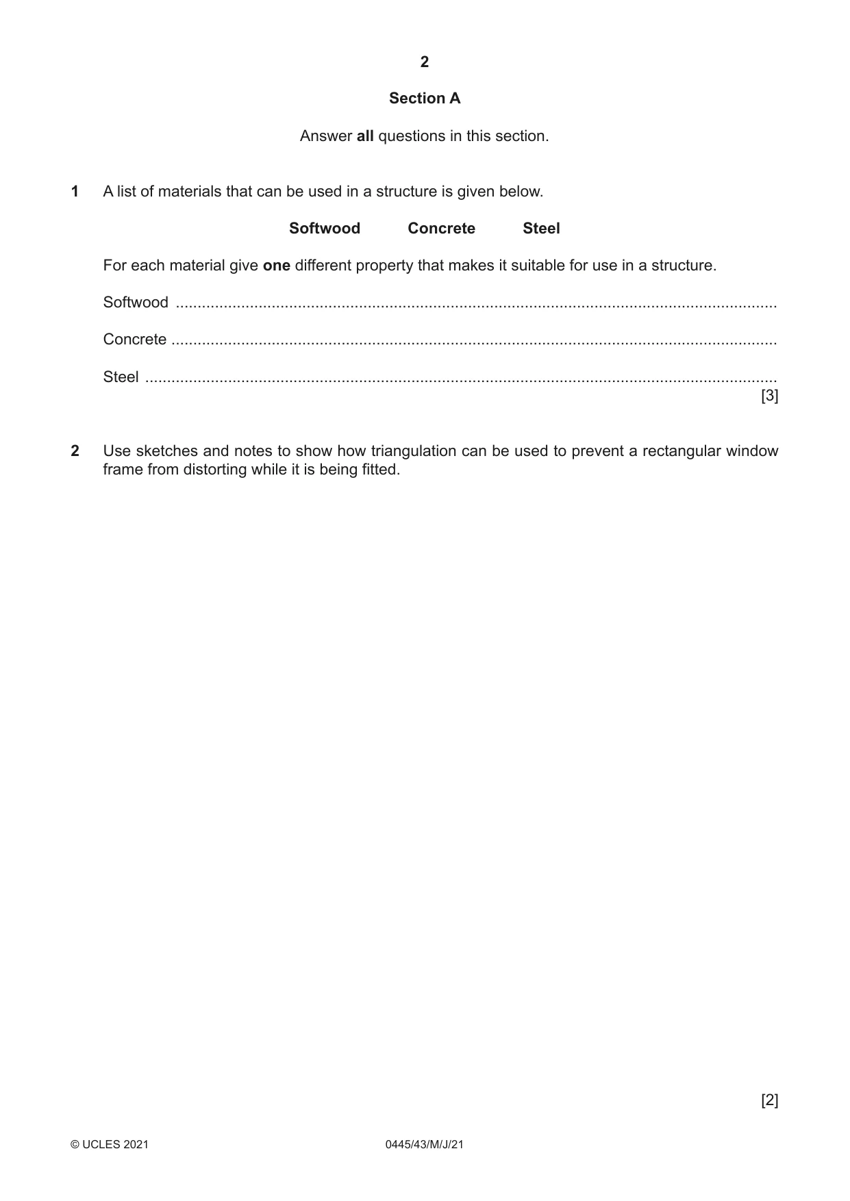 Cambridge IGCSE Design and Technology 0445 2021 May/June Paper 4 · Variant 3 question paper, page 2 of 20