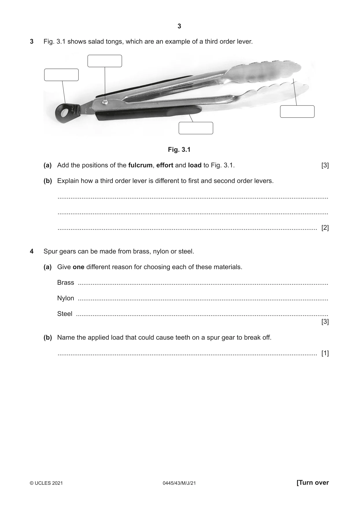 Cambridge IGCSE Design and Technology 0445 2021 May/June Paper 4 · Variant 3 question paper, page 3 of 20