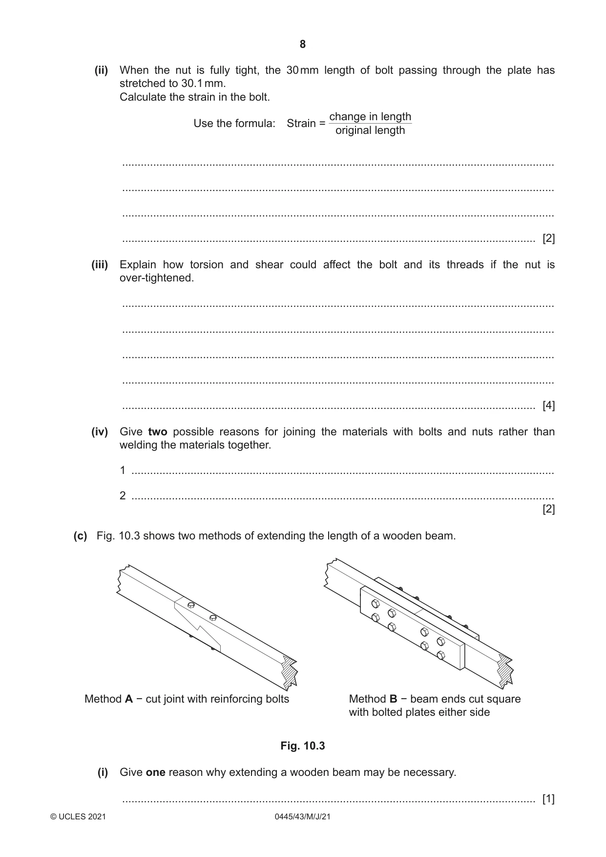 Cambridge IGCSE Design and Technology 0445 2021 May/June Paper 4 · Variant 3 question paper, page 8 of 20