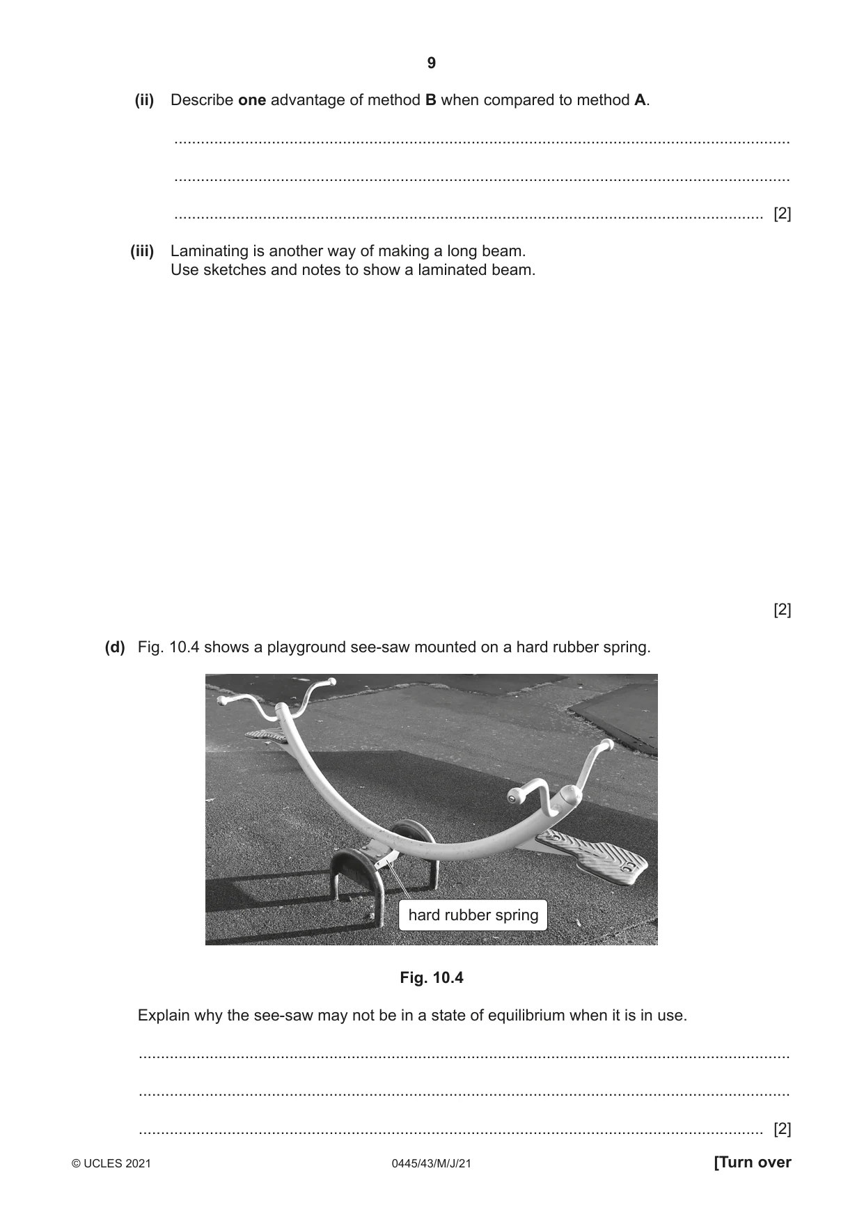 Cambridge IGCSE Design and Technology 0445 2021 May/June Paper 4 · Variant 3 question paper, page 9 of 20