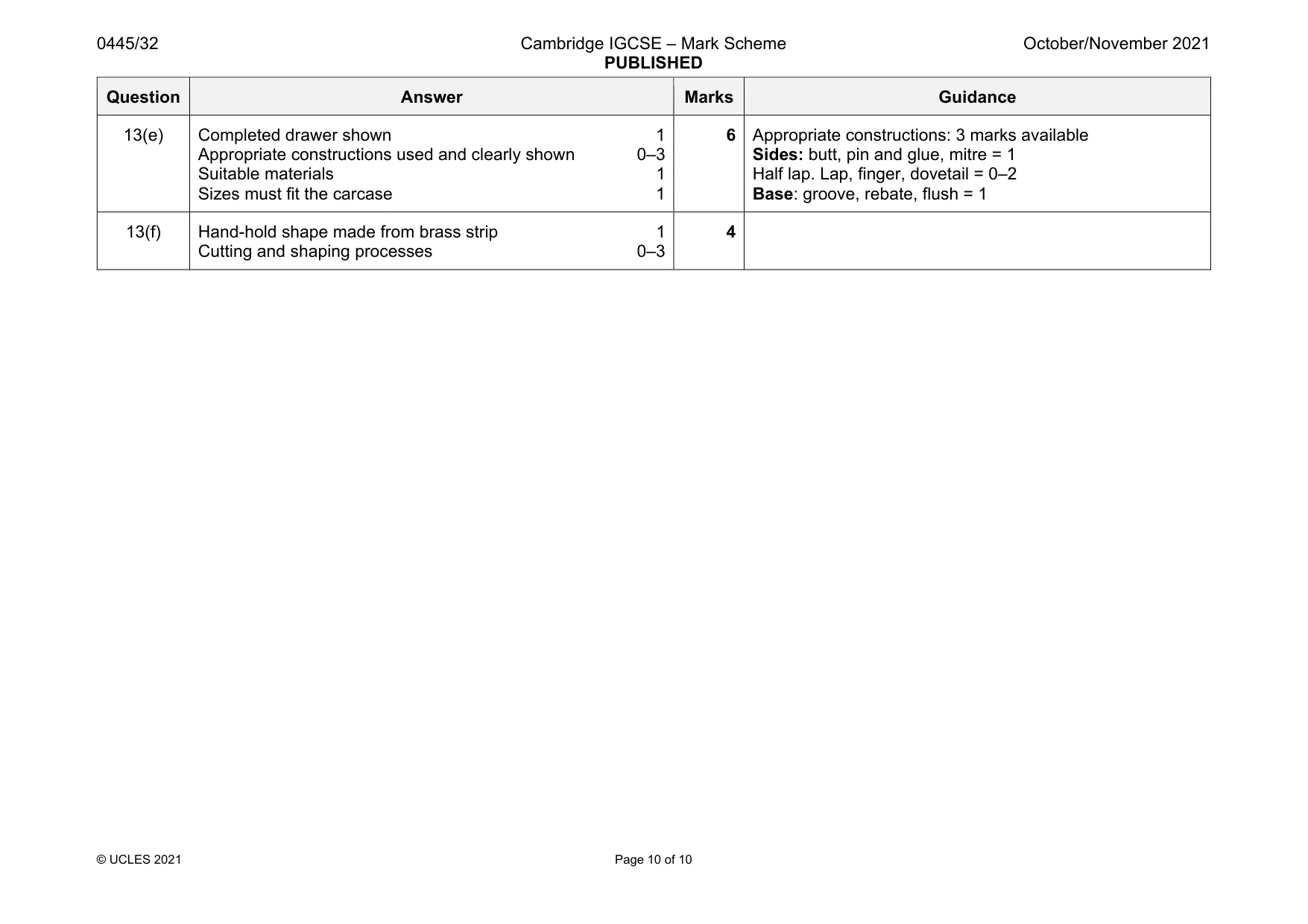 Mark scheme, page 10 of 10