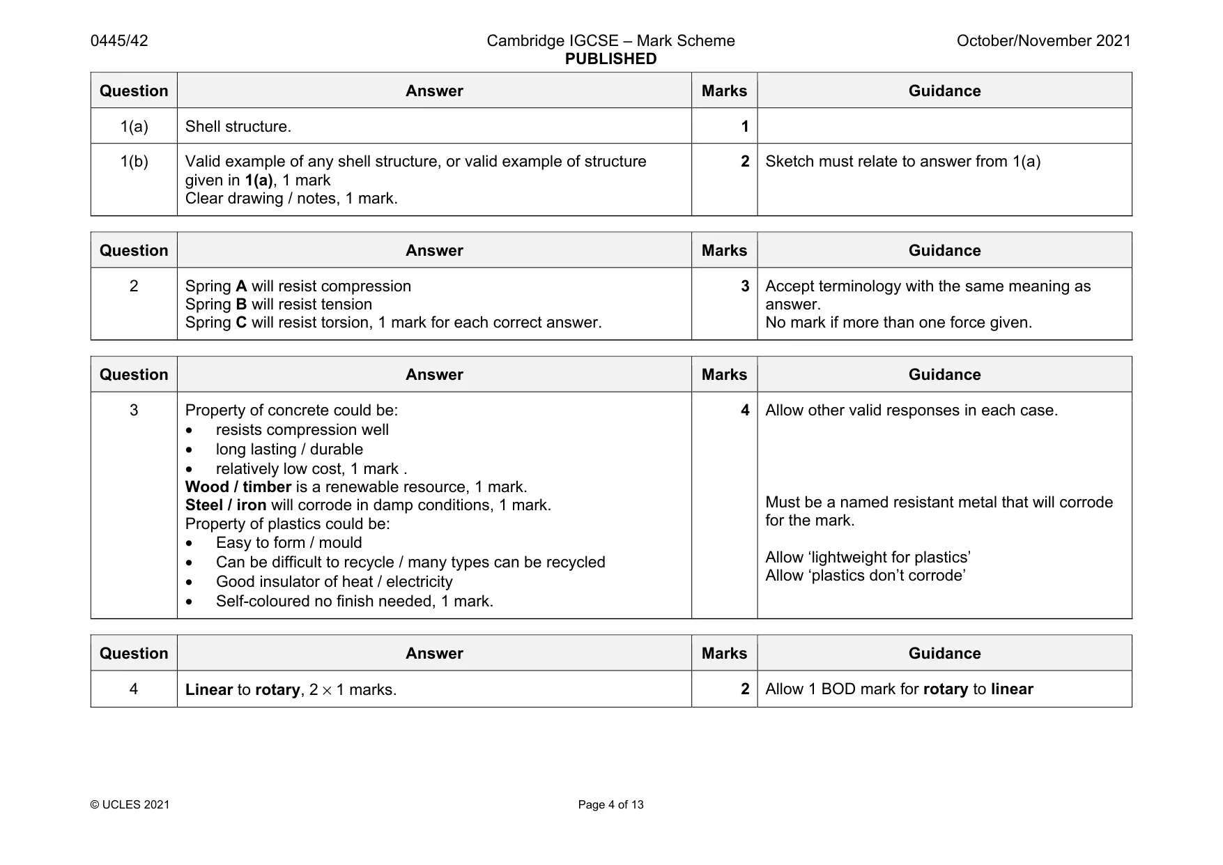 Mark scheme, page 4 of 13