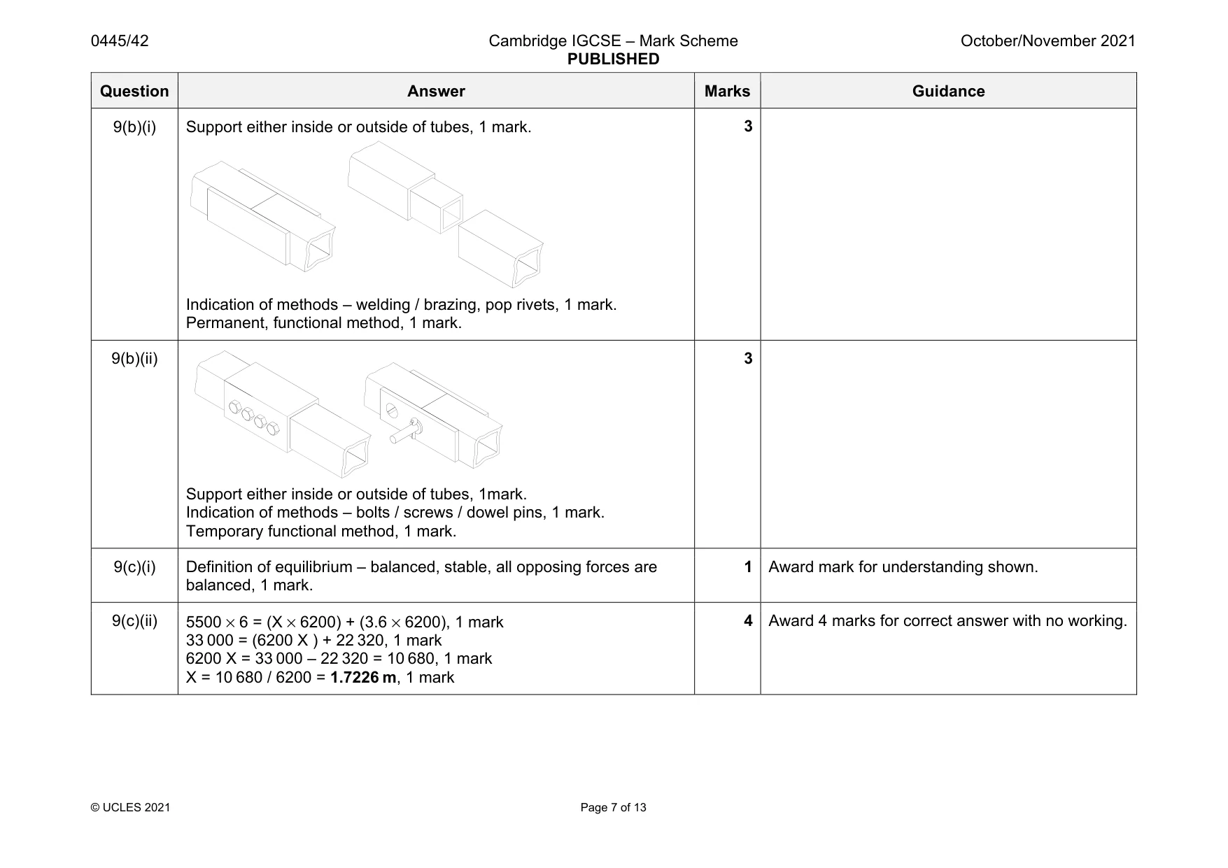 Mark scheme, page 7 of 13