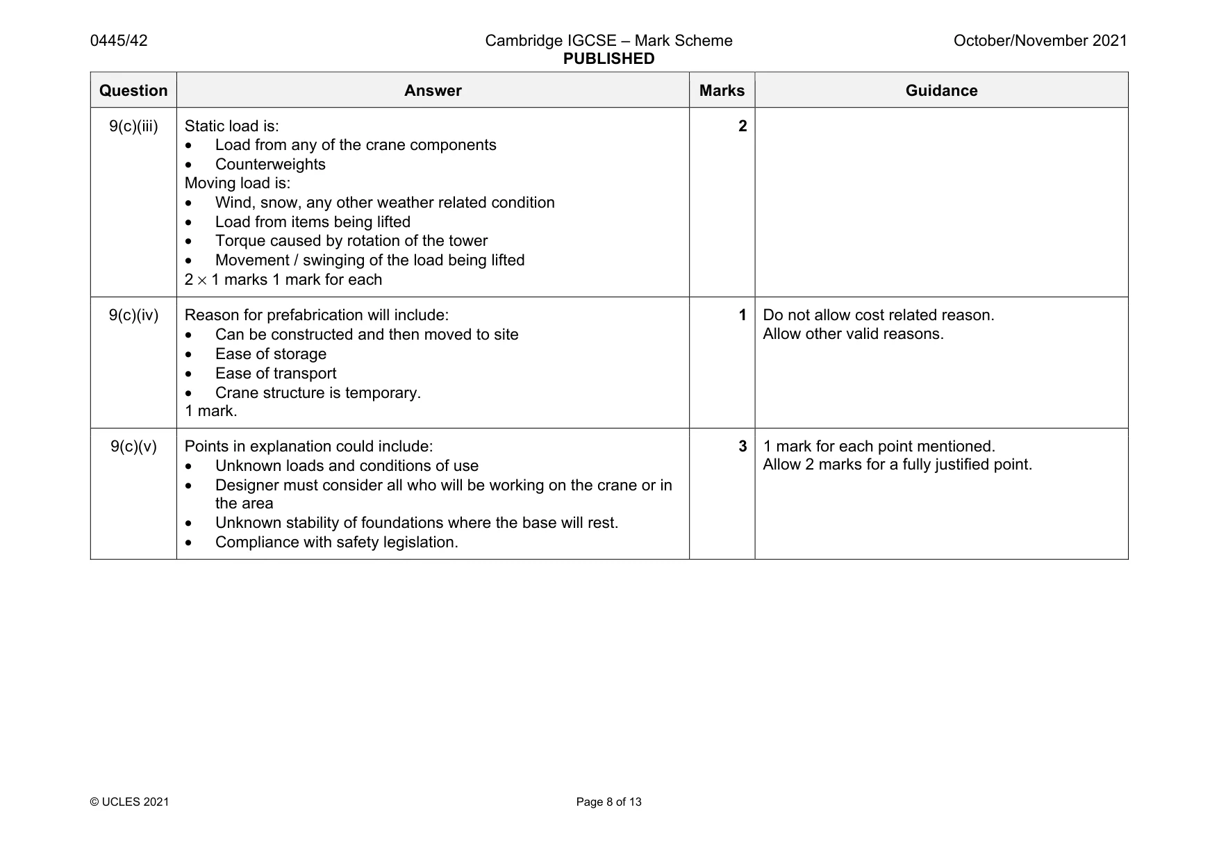 Mark scheme, page 8 of 13