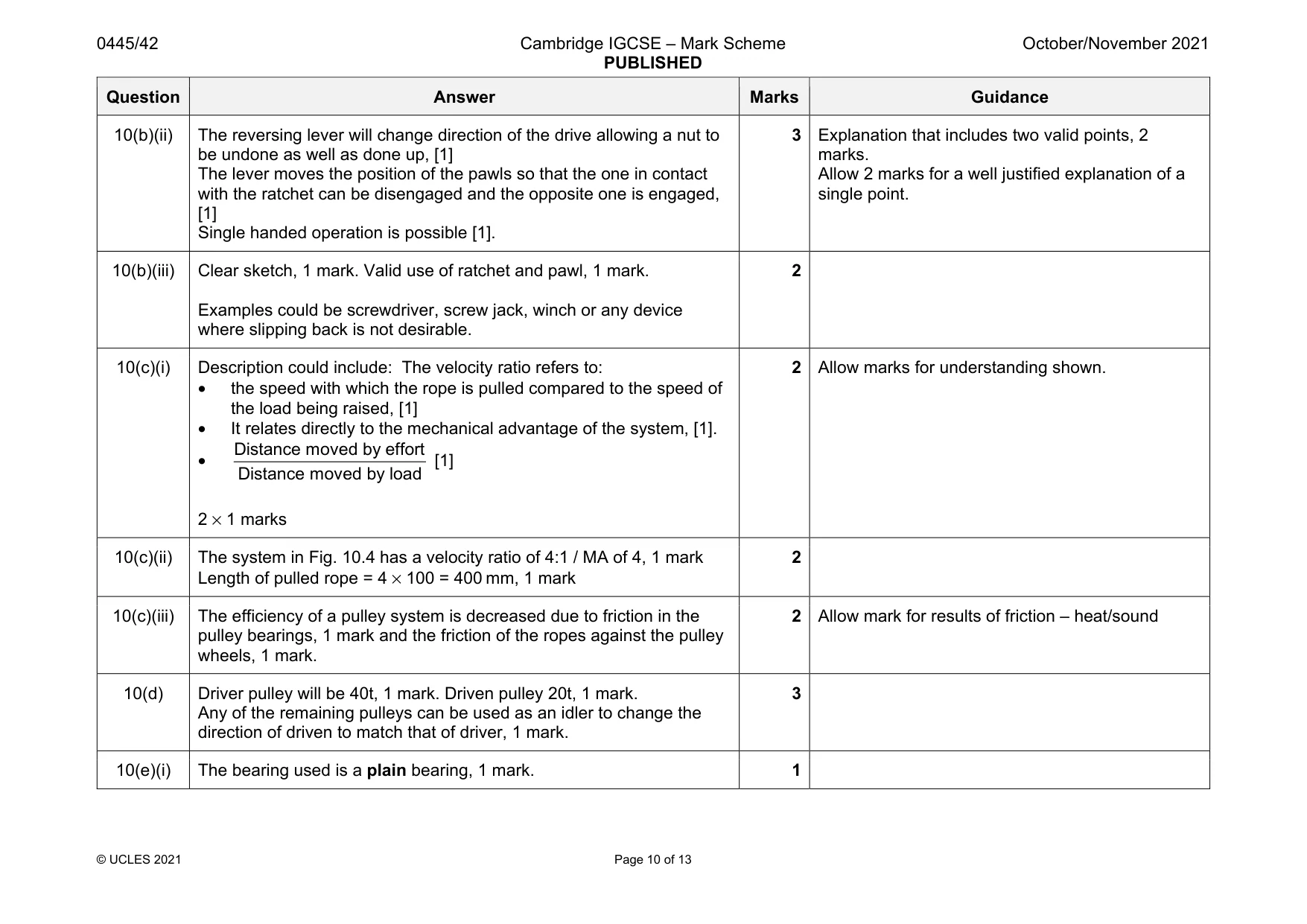 Mark scheme, page 10 of 13