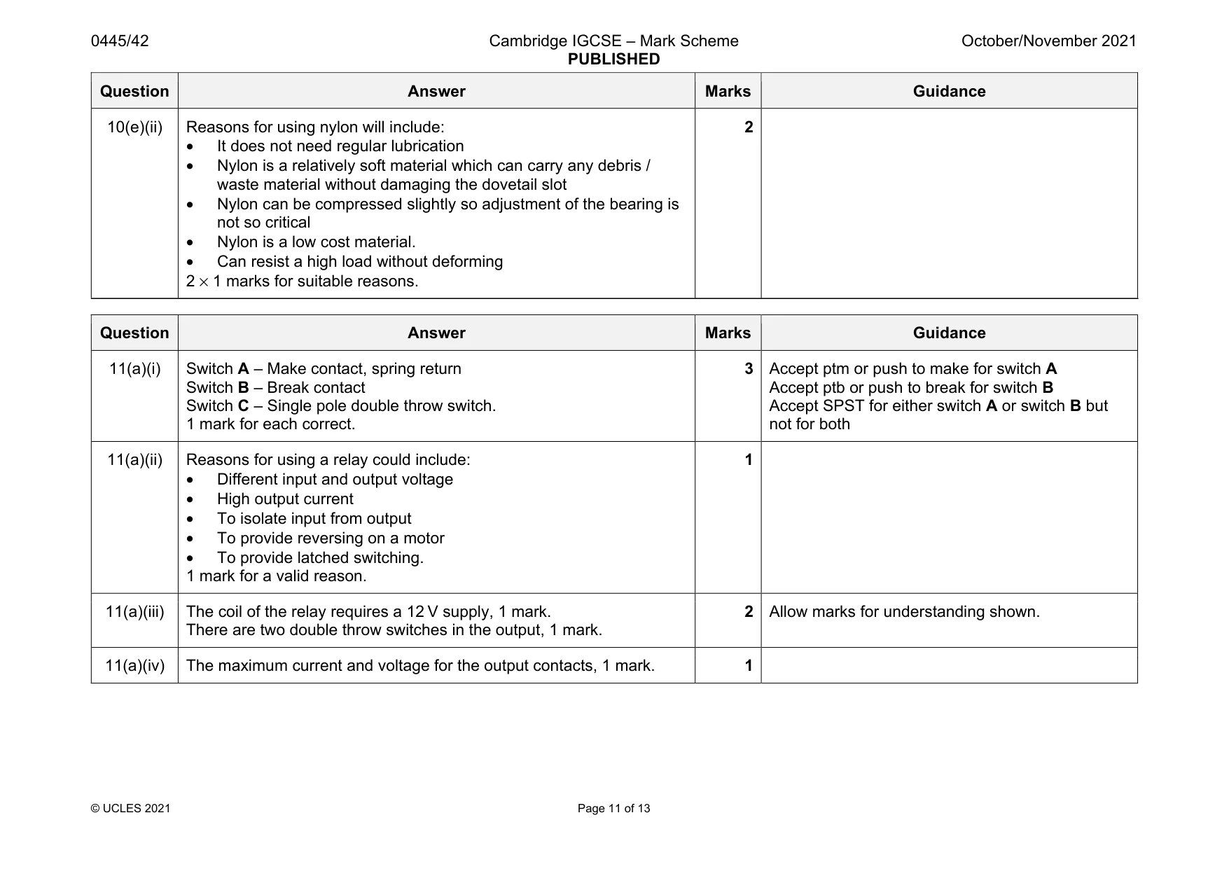 Mark scheme, page 11 of 13