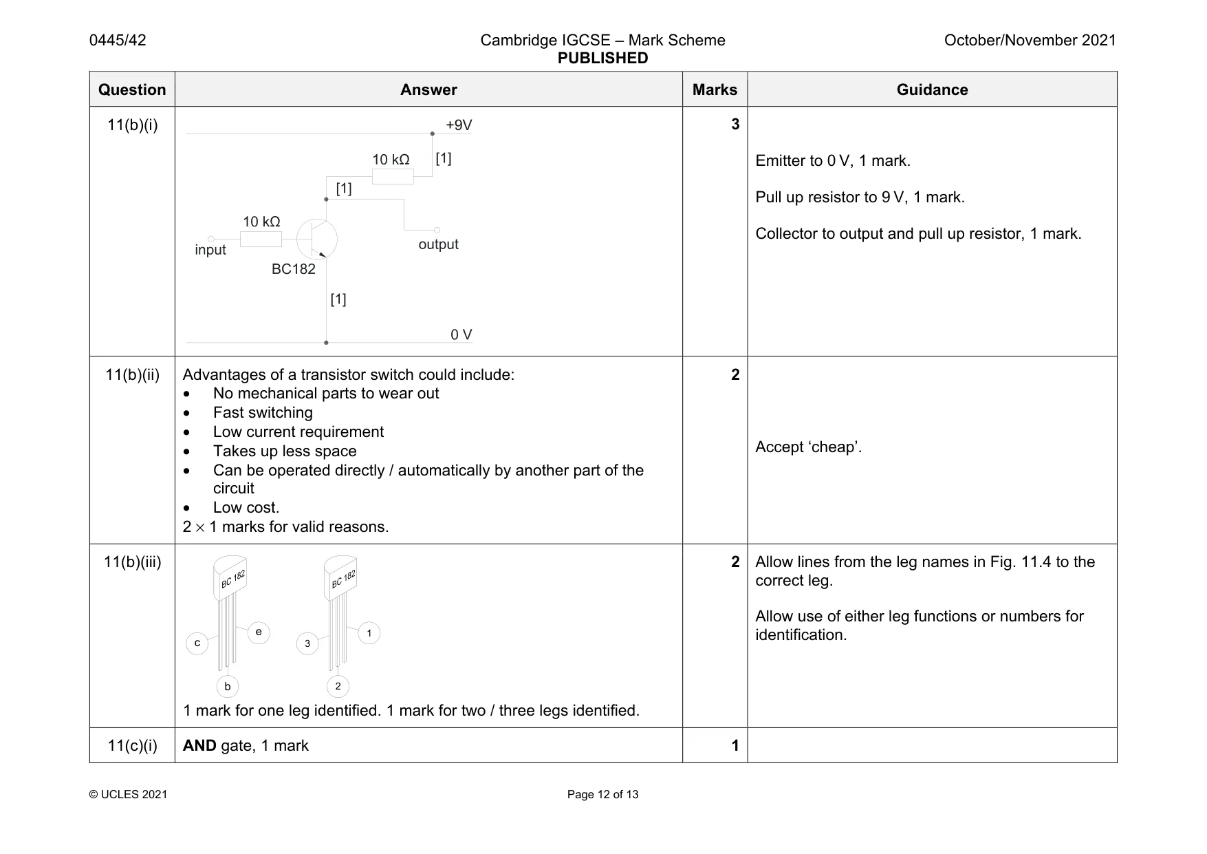 Mark scheme, page 12 of 13