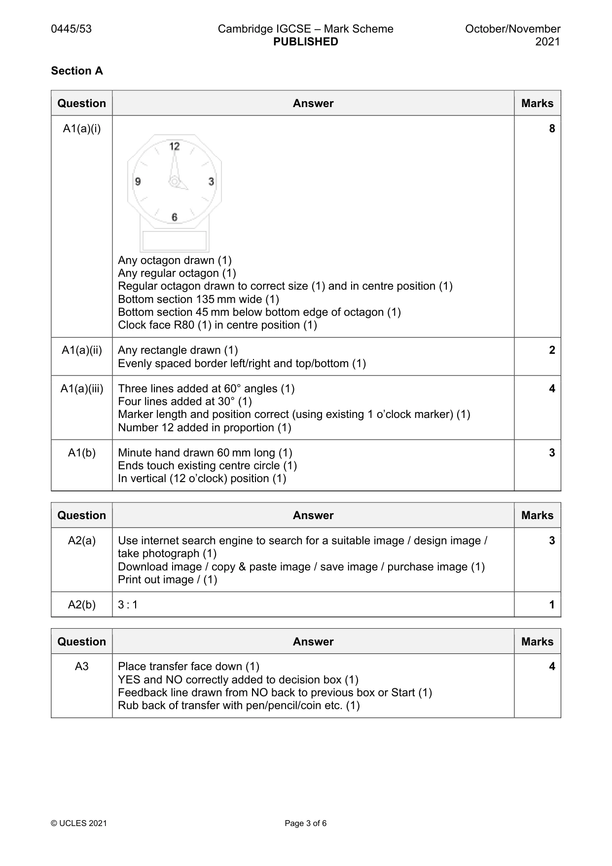 Mark scheme, page 3 of 6