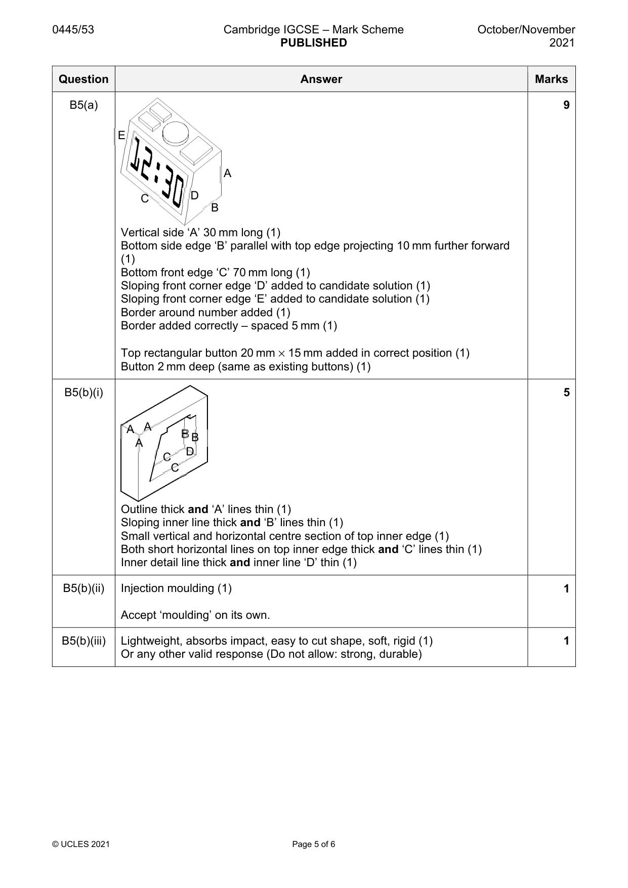 Mark scheme, page 5 of 6