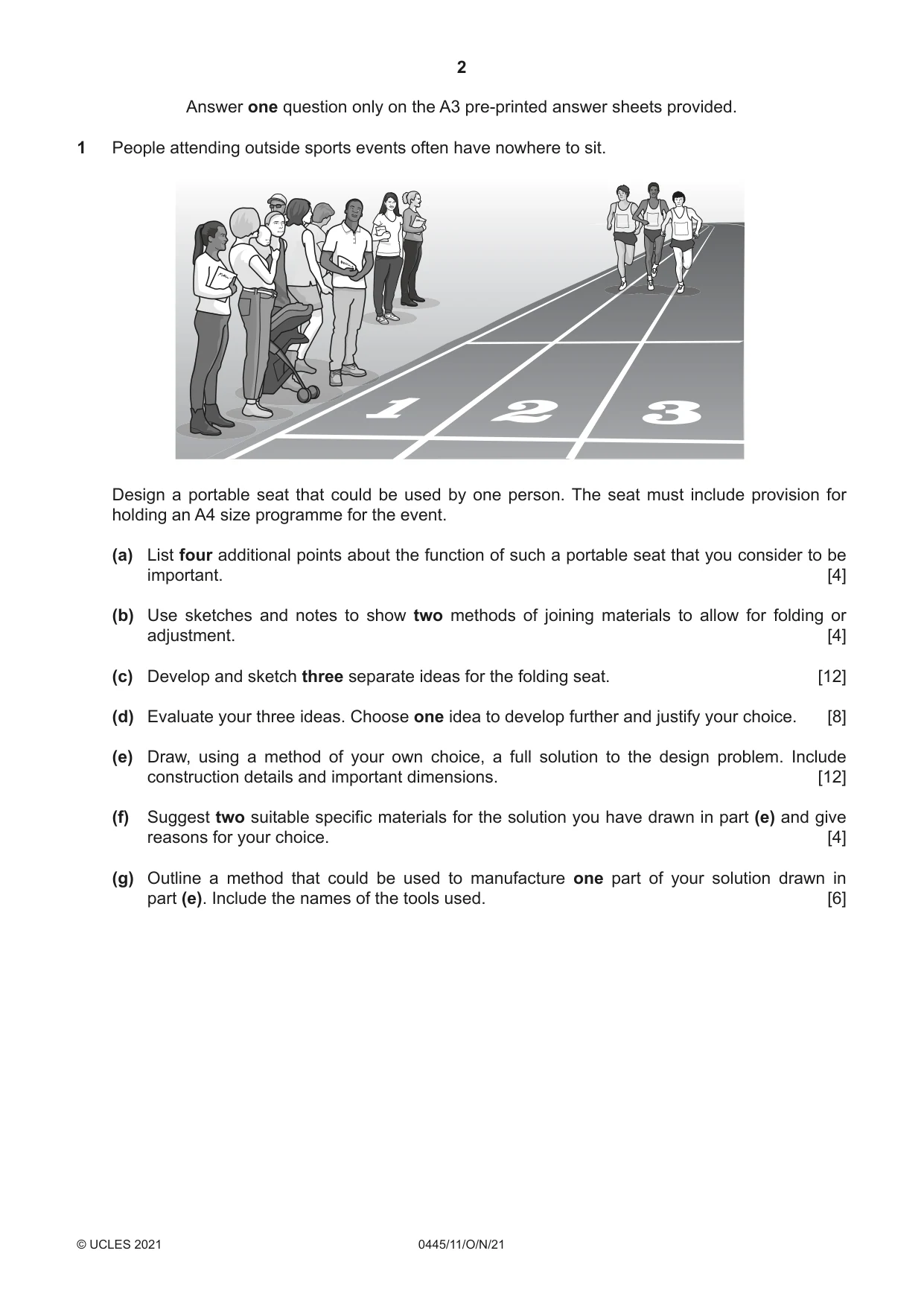 Cambridge IGCSE Design and Technology 0445 2021 Oct/Nov Paper 1 · Variant 1 question paper, page 2 of 4