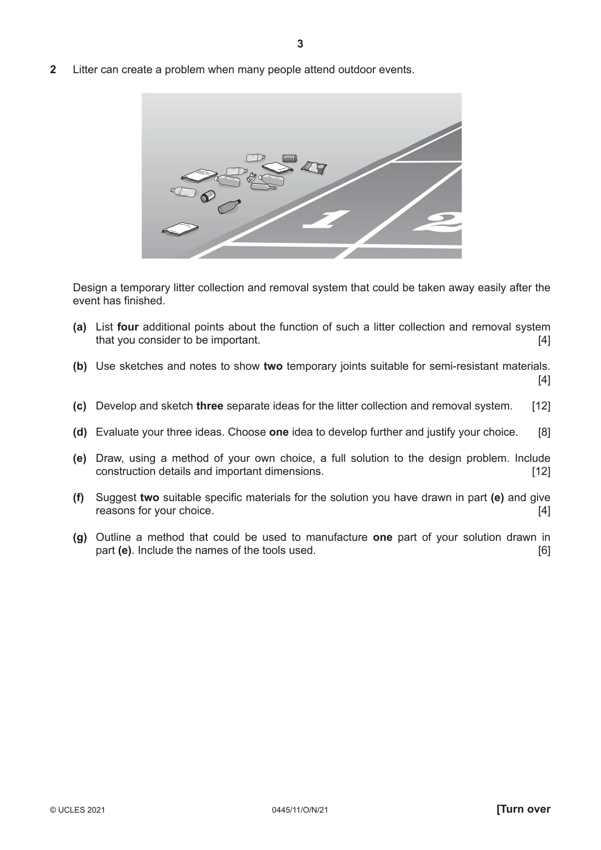 Cambridge IGCSE Design and Technology 0445 2021 Oct/Nov Paper 1 · Variant 1 question paper, page 3 of 4