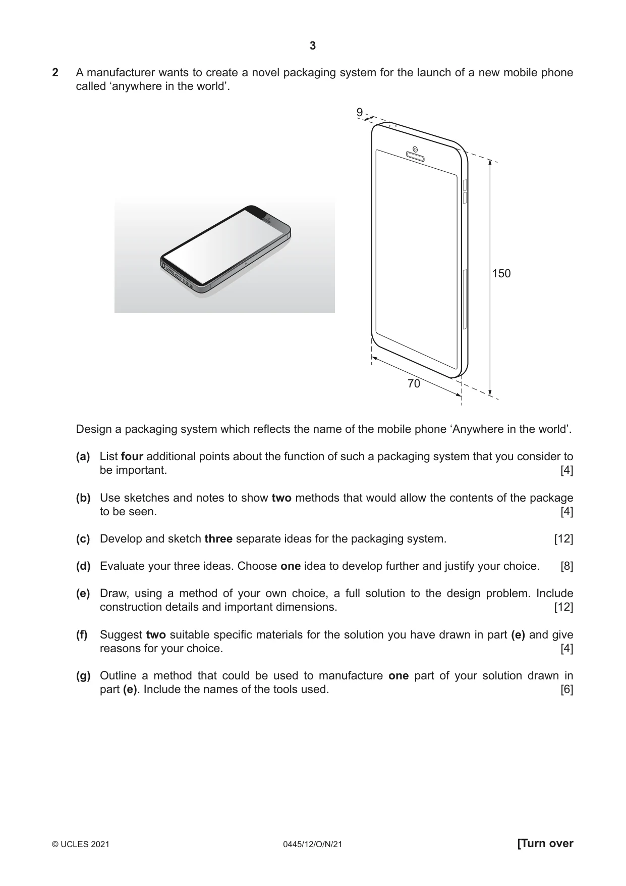 Cambridge IGCSE Design and Technology 0445 2021 Oct/Nov Paper 1 · Variant 2 question paper, page 3 of 4