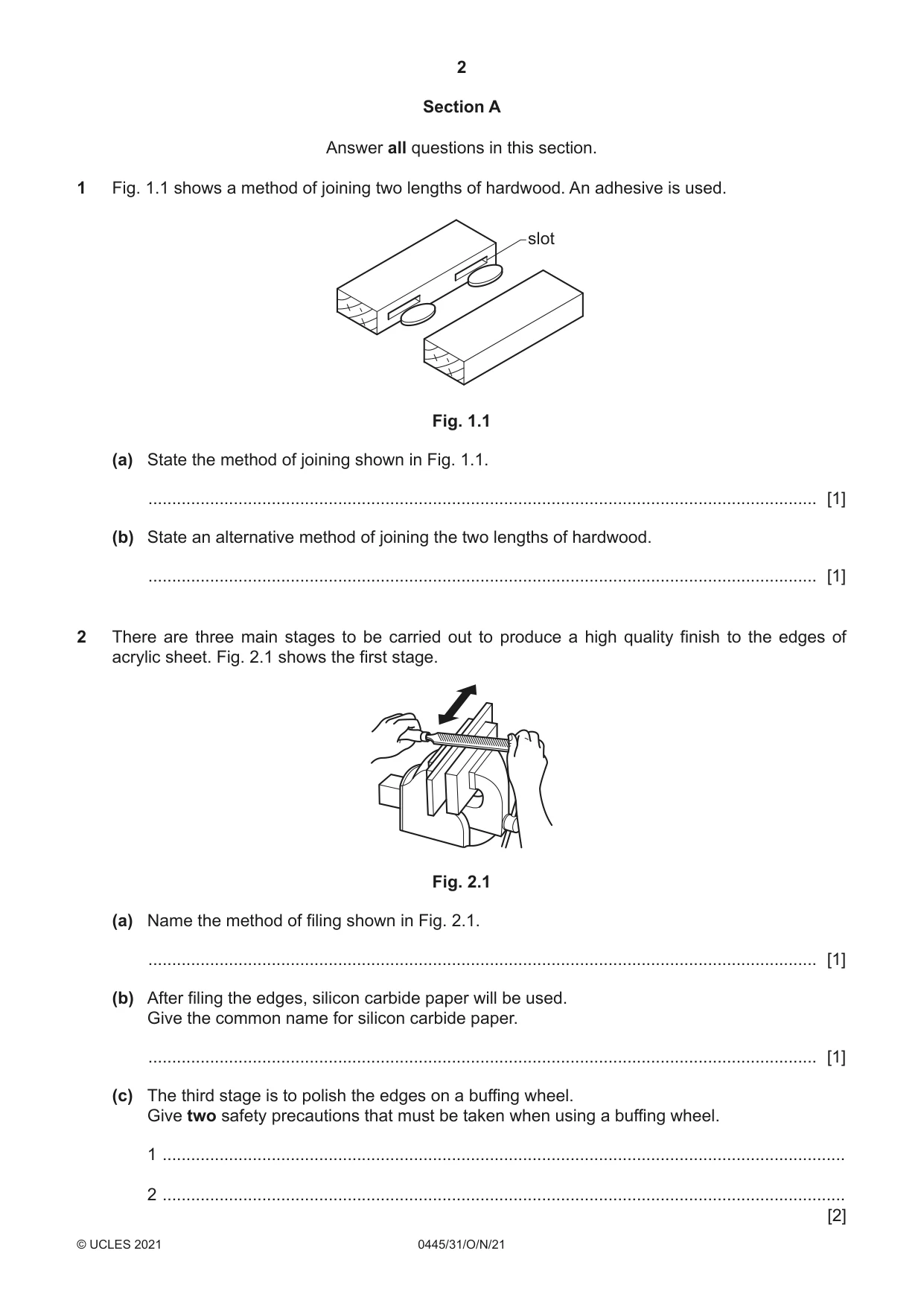 Cambridge IGCSE Design and Technology 0445 2021 Oct/Nov Paper 3 · Variant 1 question paper, page 2 of 20