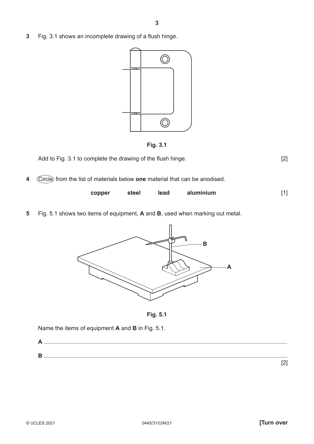 Cambridge IGCSE Design and Technology 0445 2021 Oct/Nov Paper 3 · Variant 1 question paper, page 3 of 20