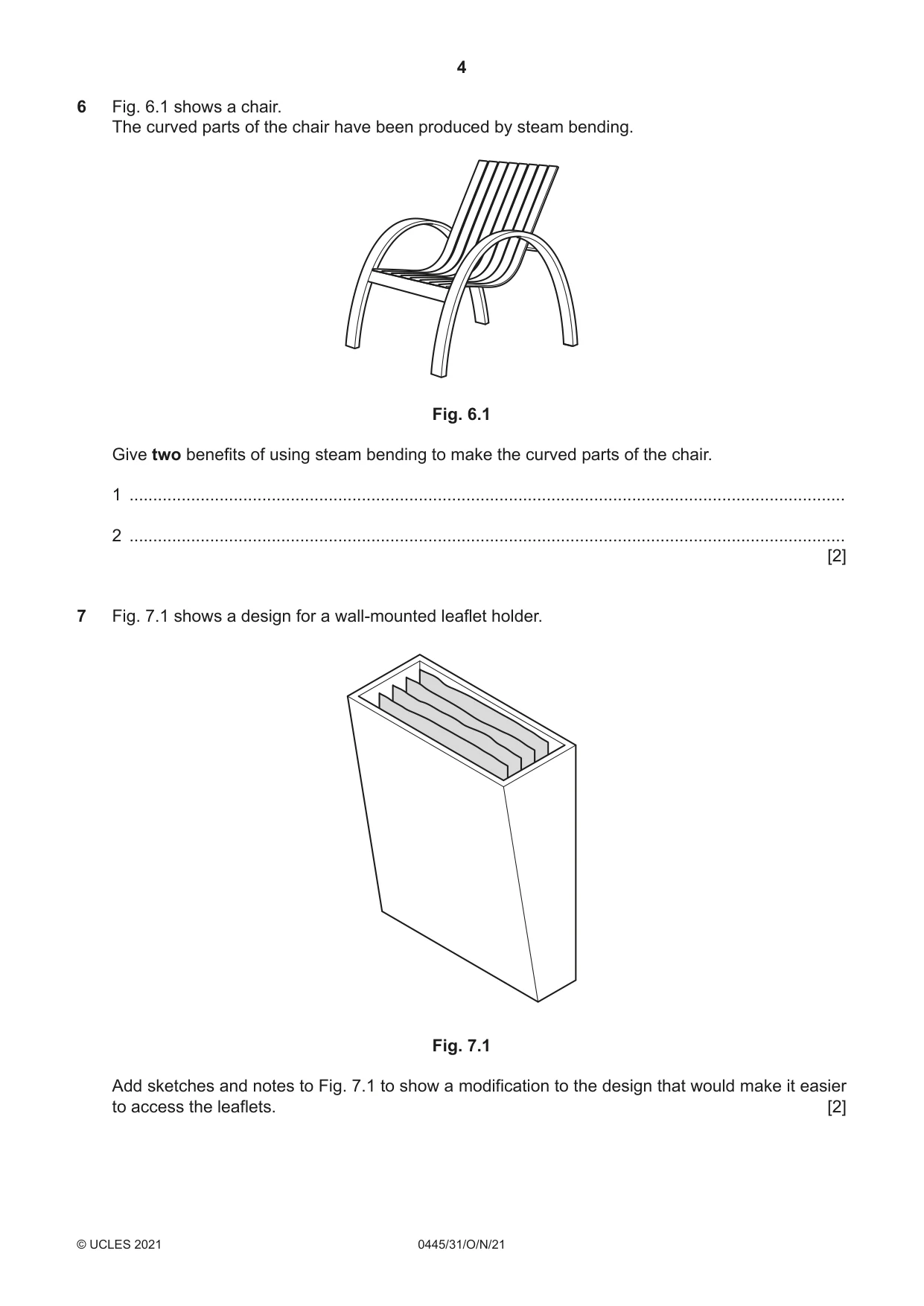 Cambridge IGCSE Design and Technology 0445 2021 Oct/Nov Paper 3 · Variant 1 question paper, page 4 of 20
