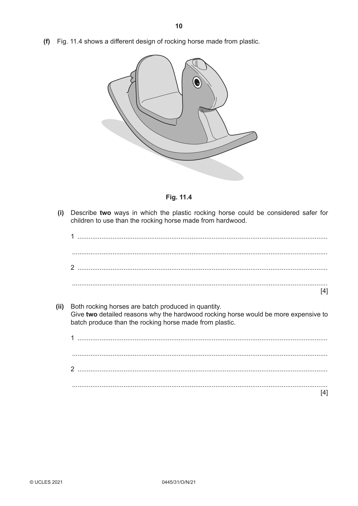 Cambridge IGCSE Design and Technology 0445 2021 Oct/Nov Paper 3 · Variant 1 question paper, page 10 of 20