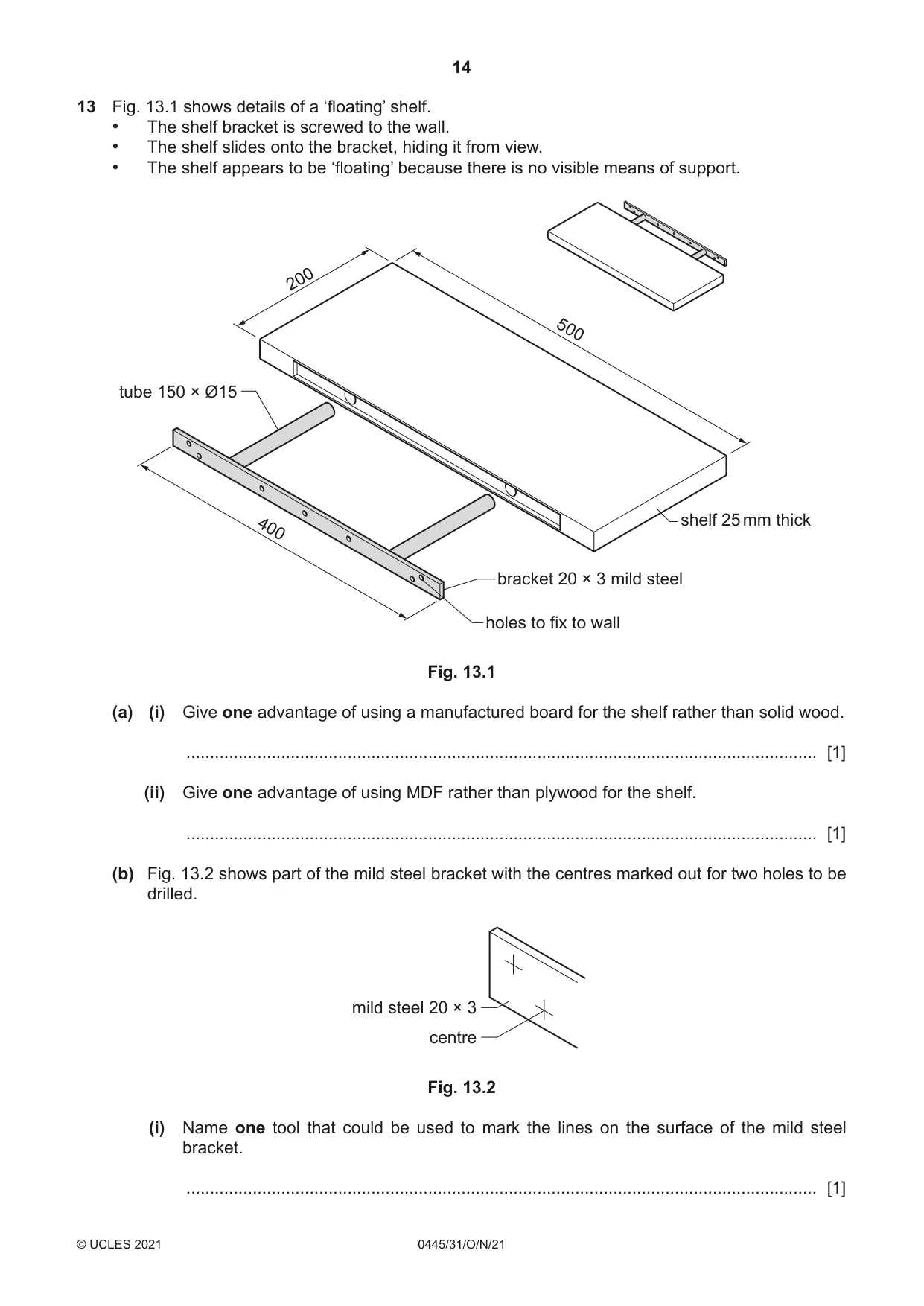 Cambridge IGCSE Design and Technology 0445 2021 Oct/Nov Paper 3 · Variant 1 question paper, page 14 of 20