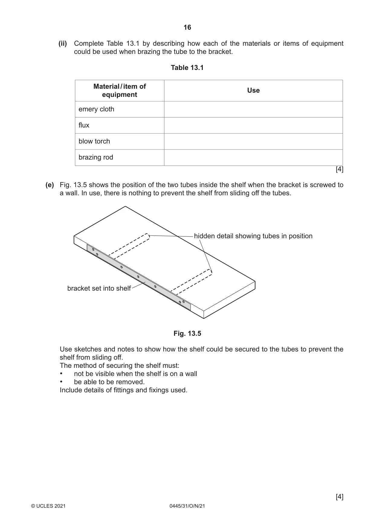 Cambridge IGCSE Design and Technology 0445 2021 Oct/Nov Paper 3 · Variant 1 question paper, page 16 of 20