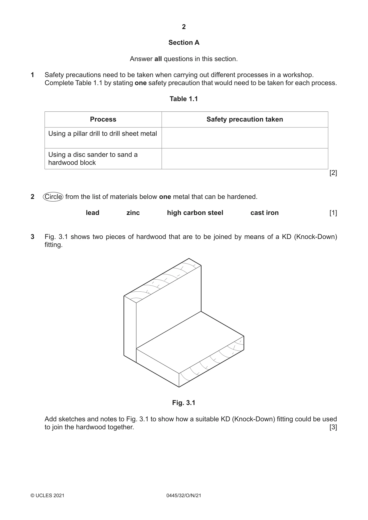 Cambridge IGCSE Design and Technology 0445 2021 Oct/Nov Paper 3 · Variant 2 question paper, page 2 of 20