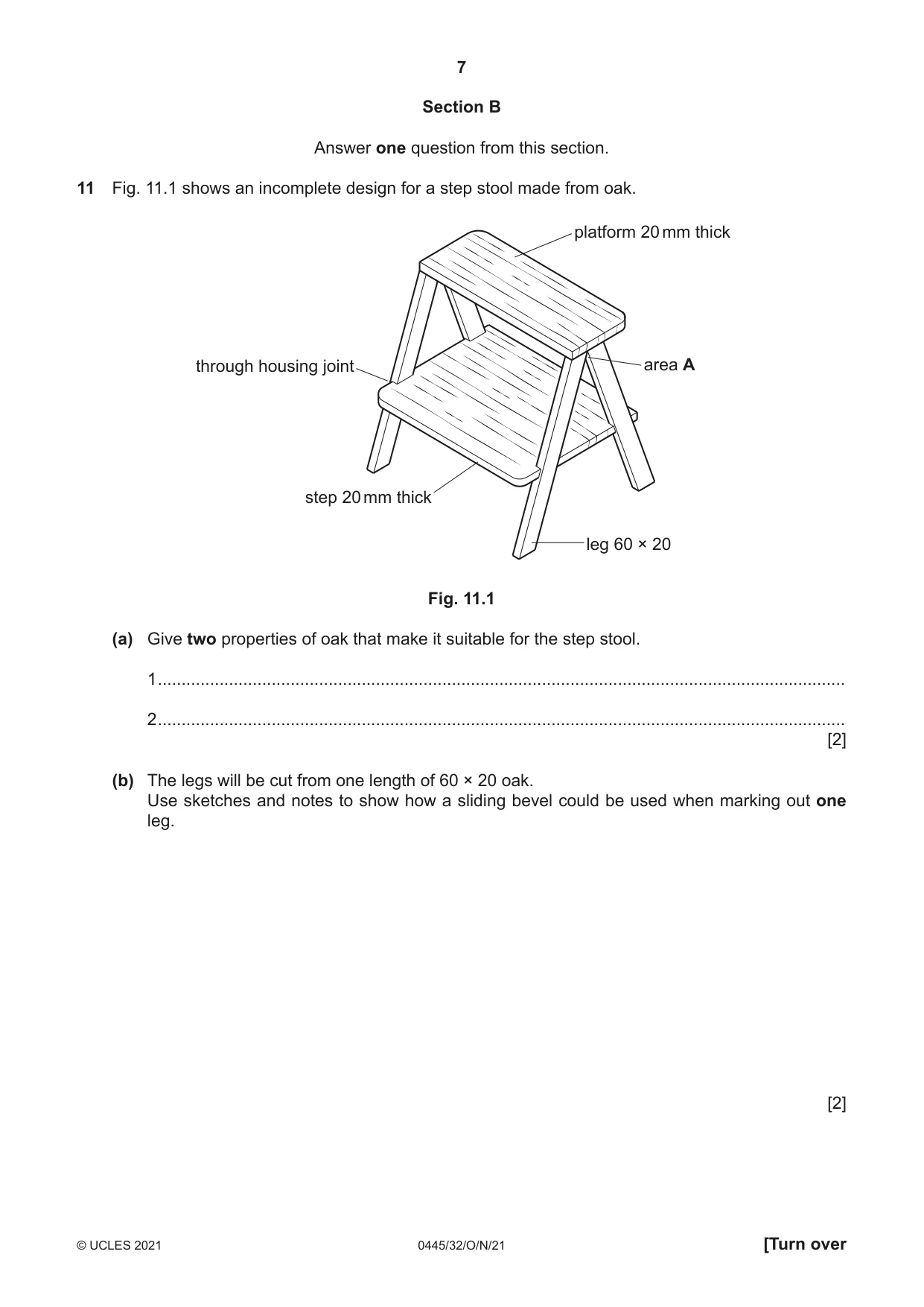 Cambridge IGCSE Design and Technology 0445 2021 Oct/Nov Paper 3 · Variant 2 question paper, page 7 of 20