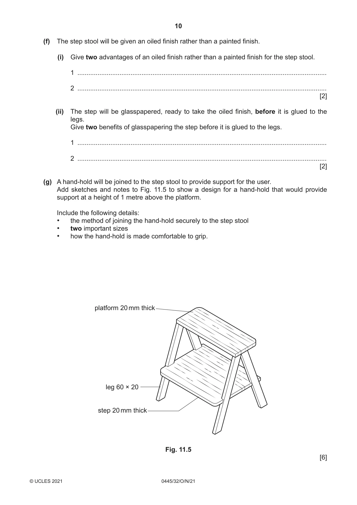 Cambridge IGCSE Design and Technology 0445 2021 Oct/Nov Paper 3 · Variant 2 question paper, page 10 of 20