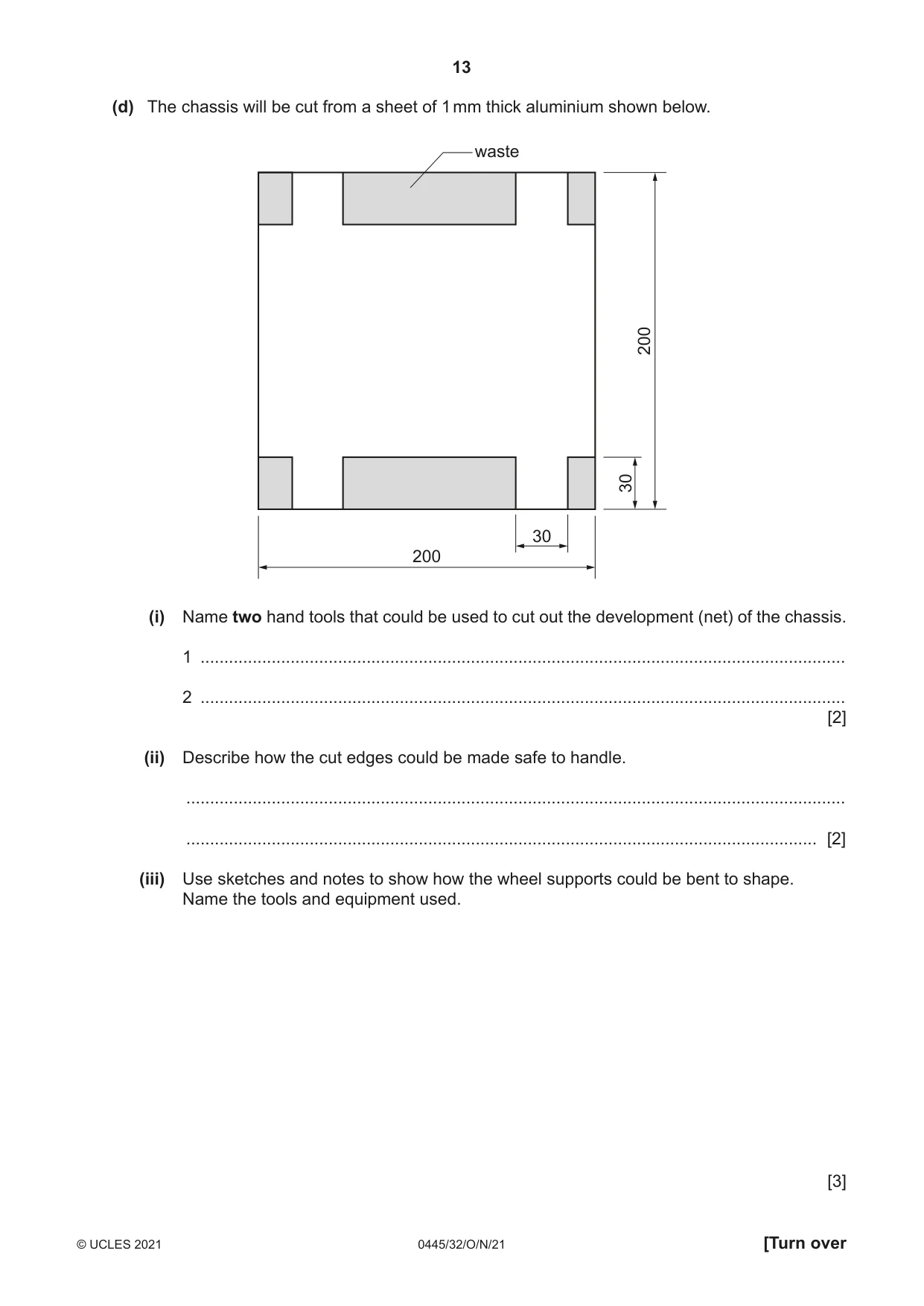 Cambridge IGCSE Design and Technology 0445 2021 Oct/Nov Paper 3 · Variant 2 question paper, page 13 of 20