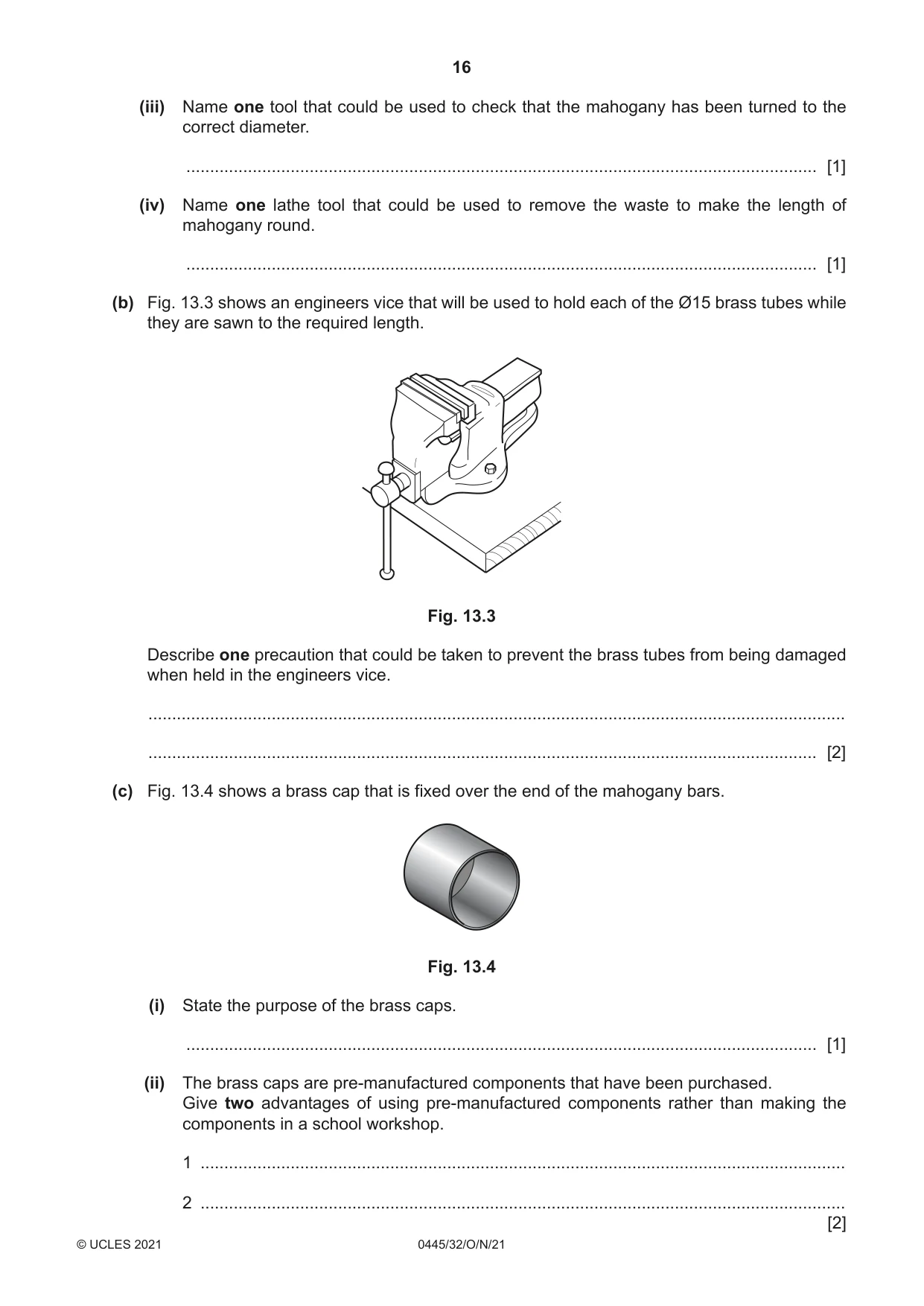 Cambridge IGCSE Design and Technology 0445 2021 Oct/Nov Paper 3 · Variant 2 question paper, page 16 of 20