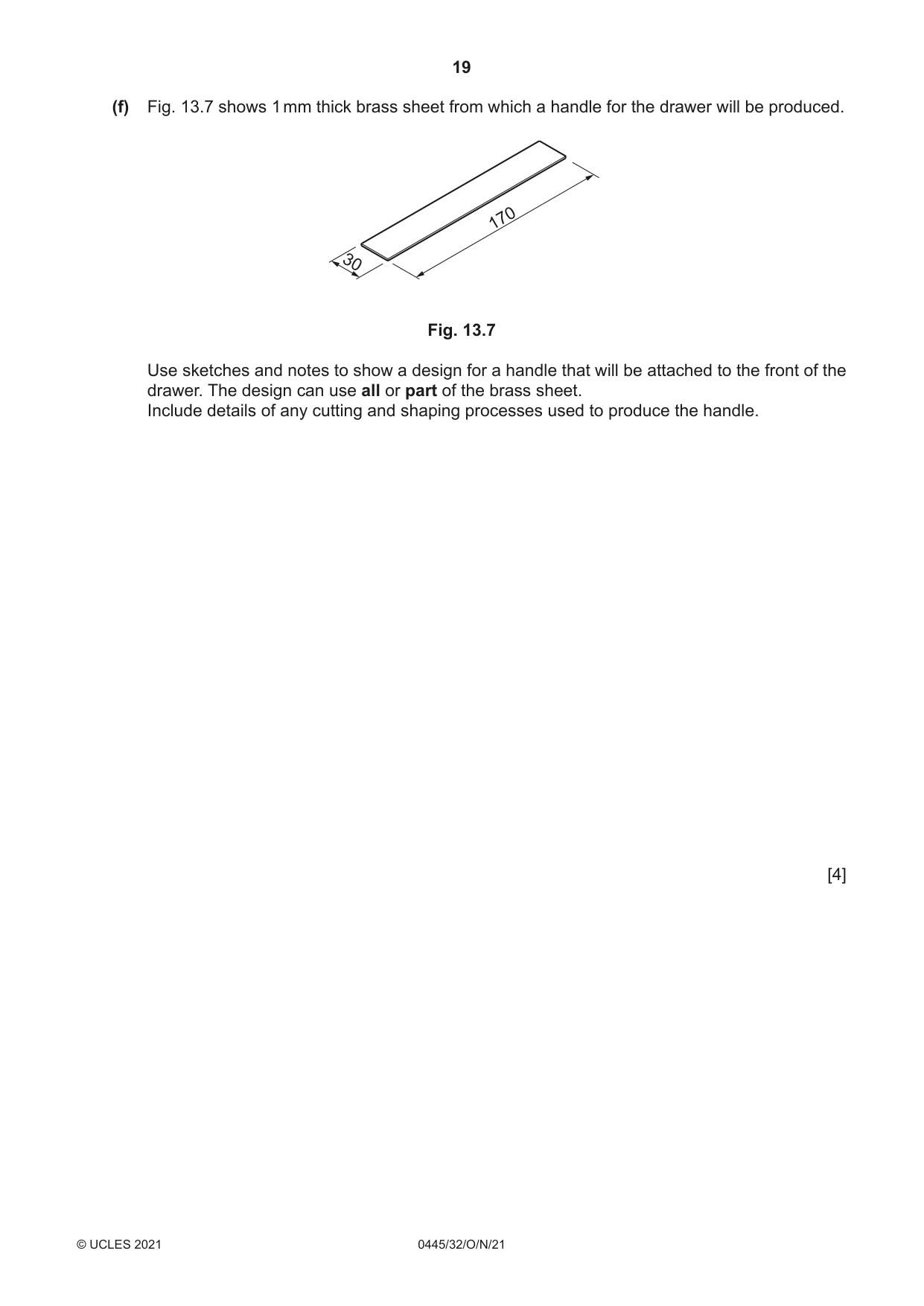 Cambridge IGCSE Design and Technology 0445 2021 Oct/Nov Paper 3 · Variant 2 question paper, page 19 of 20