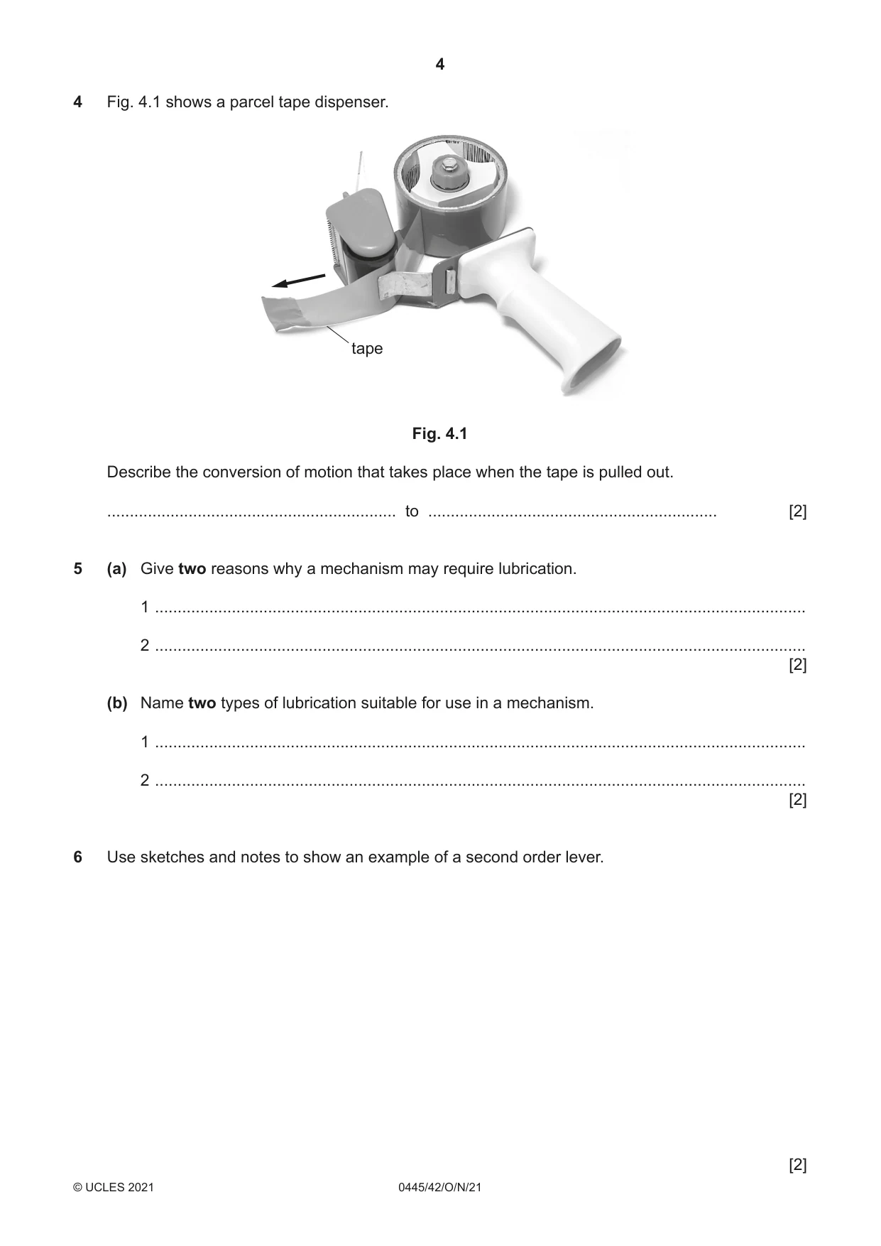 Cambridge IGCSE Design and Technology 0445 2021 Oct/Nov Paper 4 · Variant 2 question paper, page 4 of 20