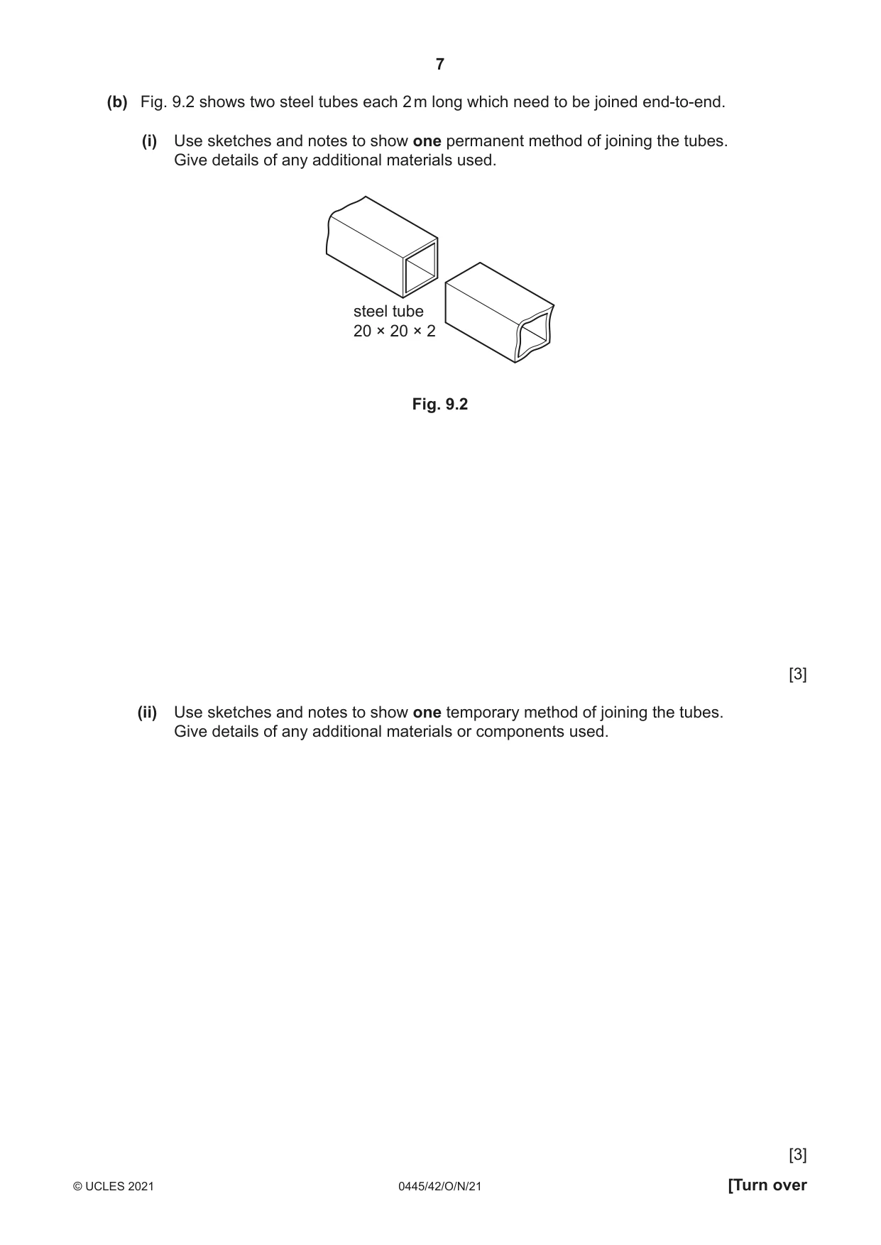 Cambridge IGCSE Design and Technology 0445 2021 Oct/Nov Paper 4 · Variant 2 question paper, page 7 of 20
