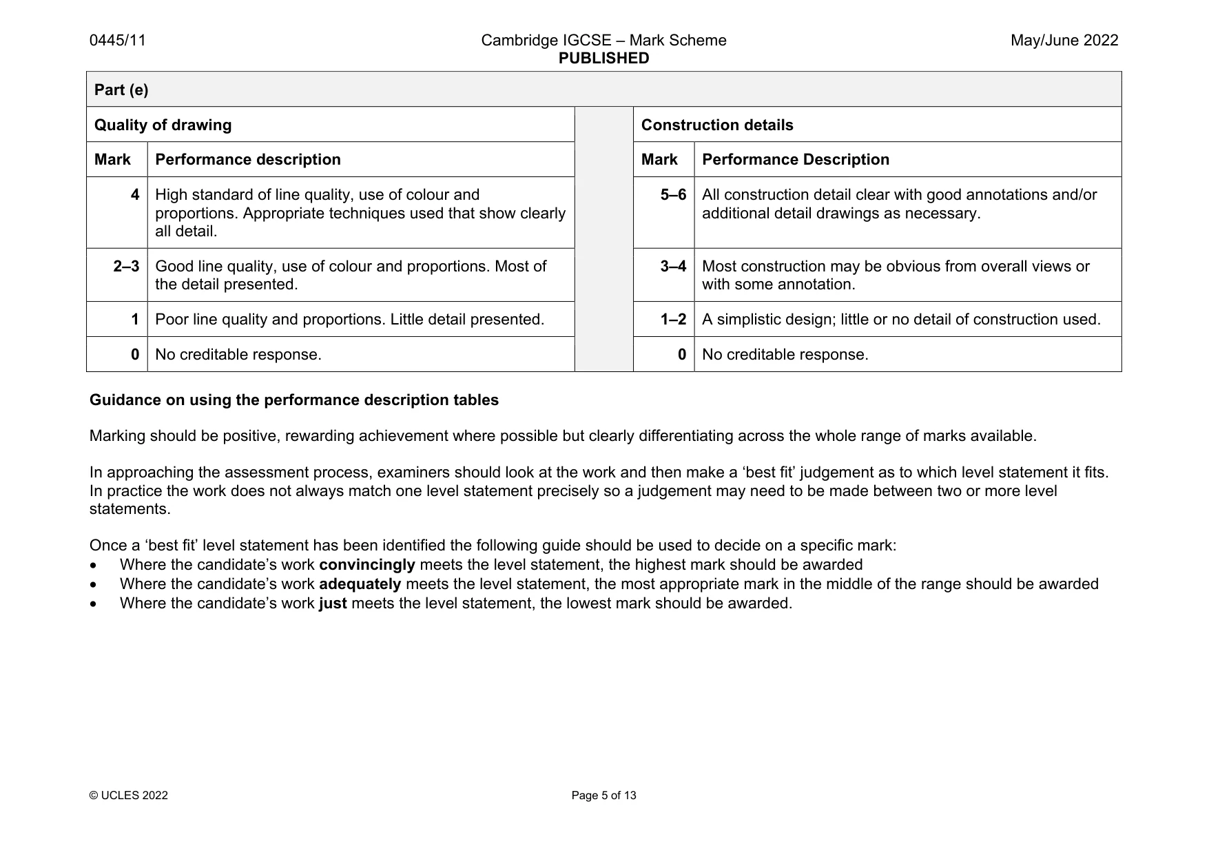 Mark scheme, page 5 of 13