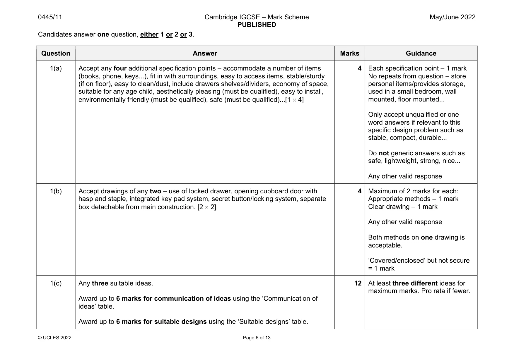 Mark scheme, page 6 of 13