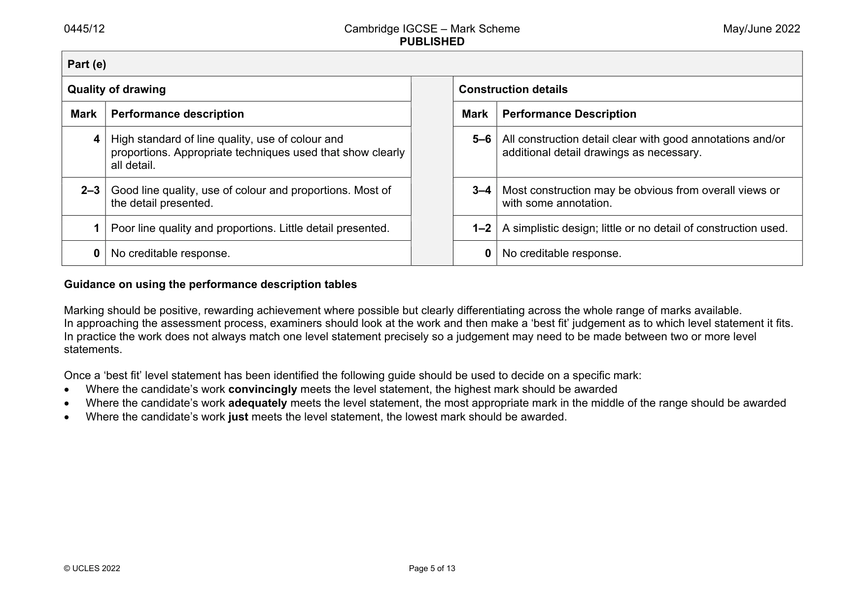 Mark scheme, page 5 of 13