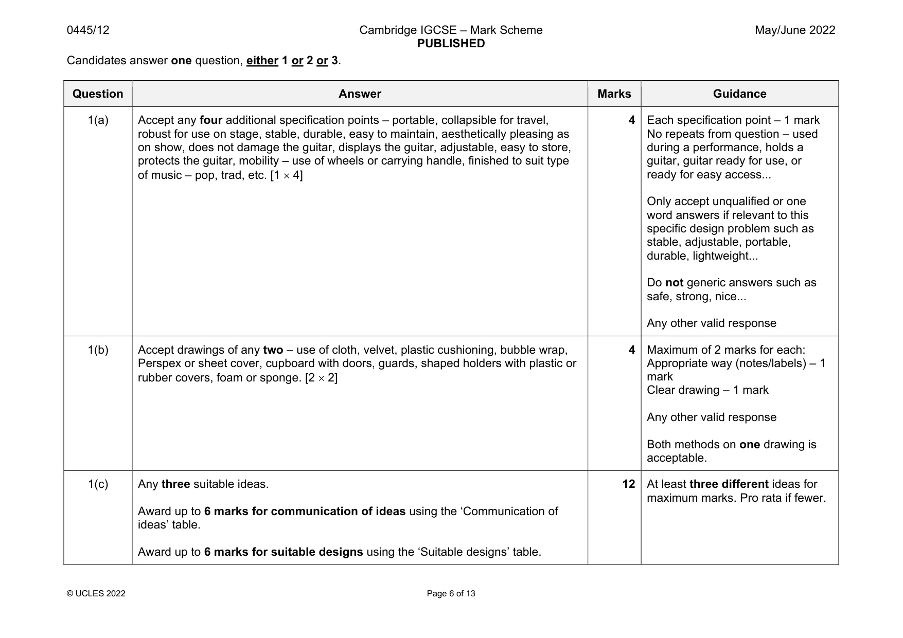Mark scheme, page 6 of 13