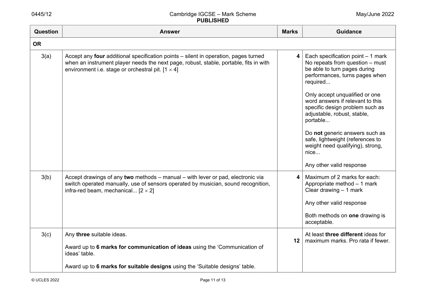 Mark scheme, page 11 of 13