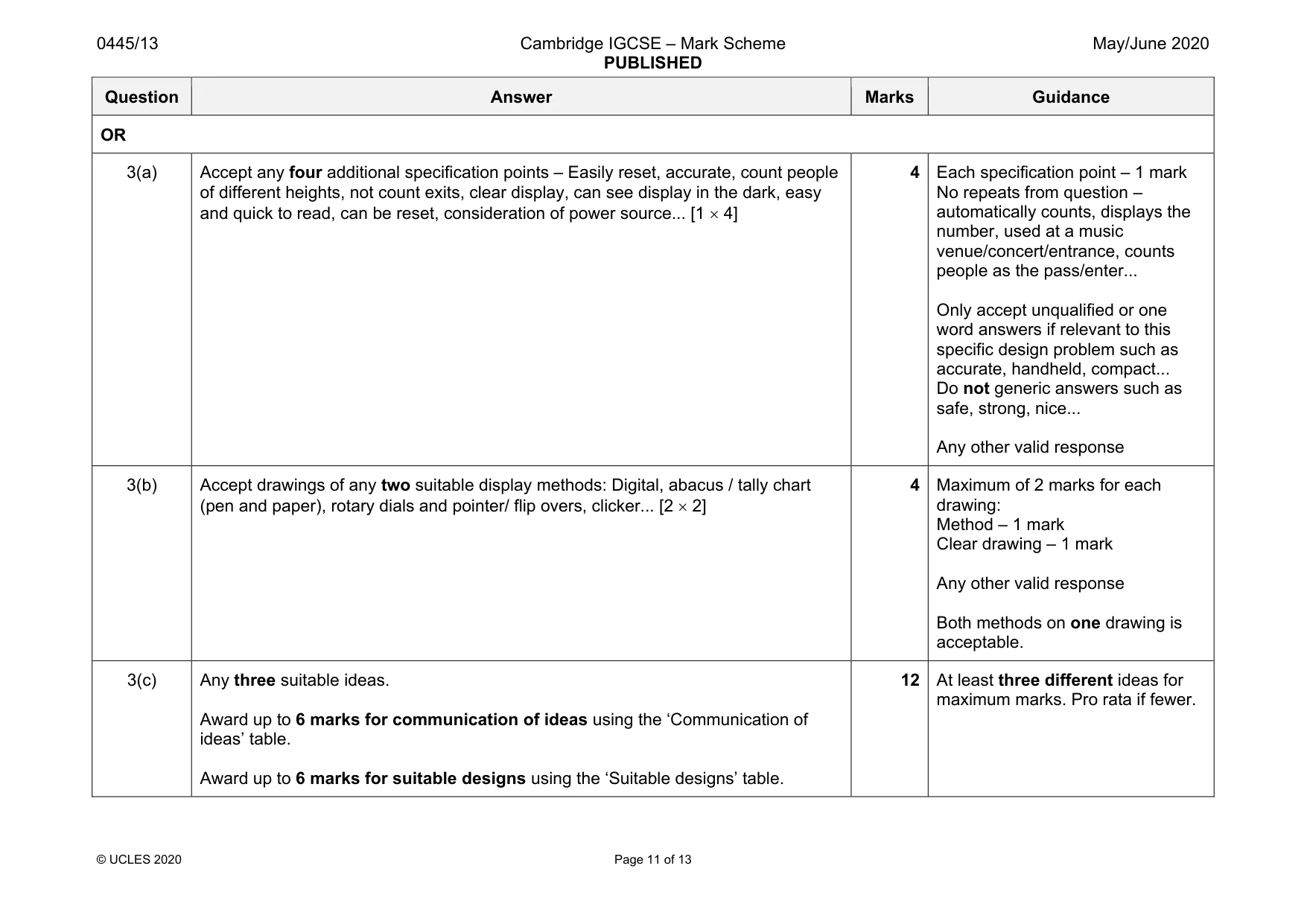 Mark scheme, page 11 of 13