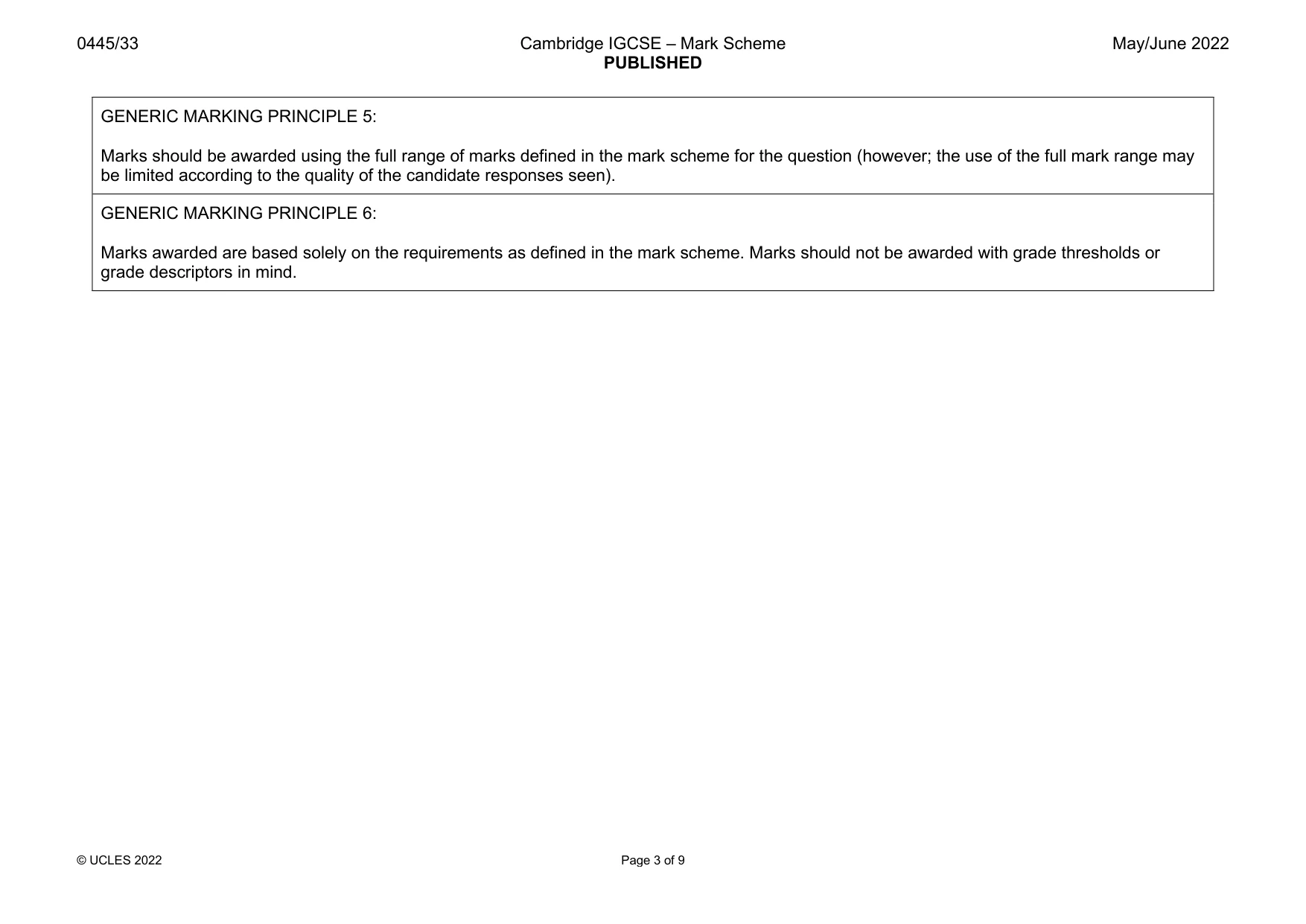 Mark scheme, page 3 of 9