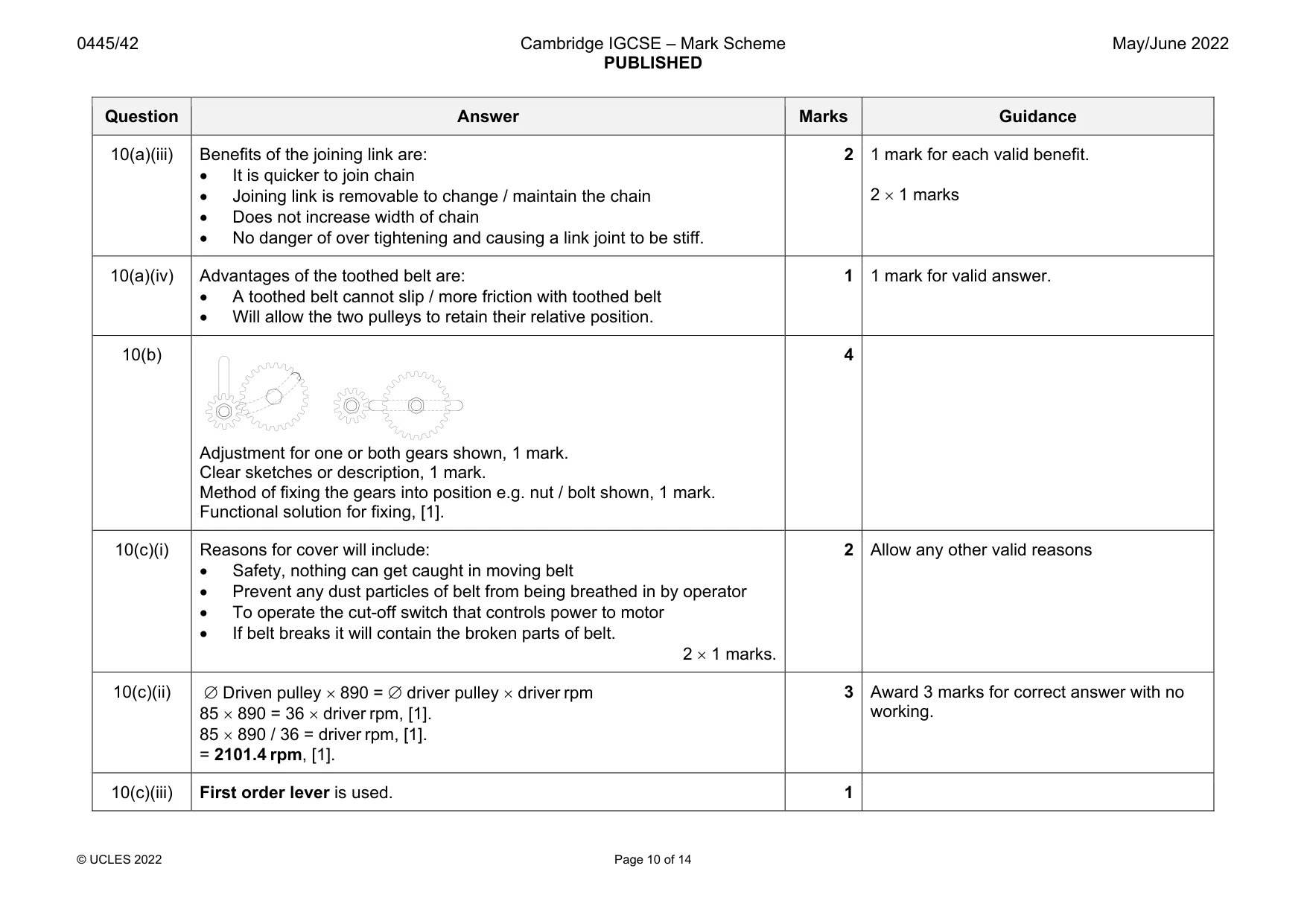 Mark scheme, page 10 of 14