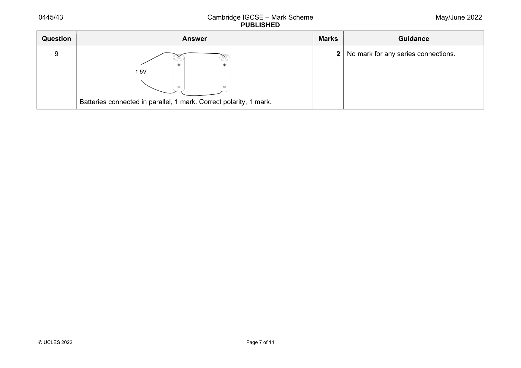 Mark scheme, page 7 of 14