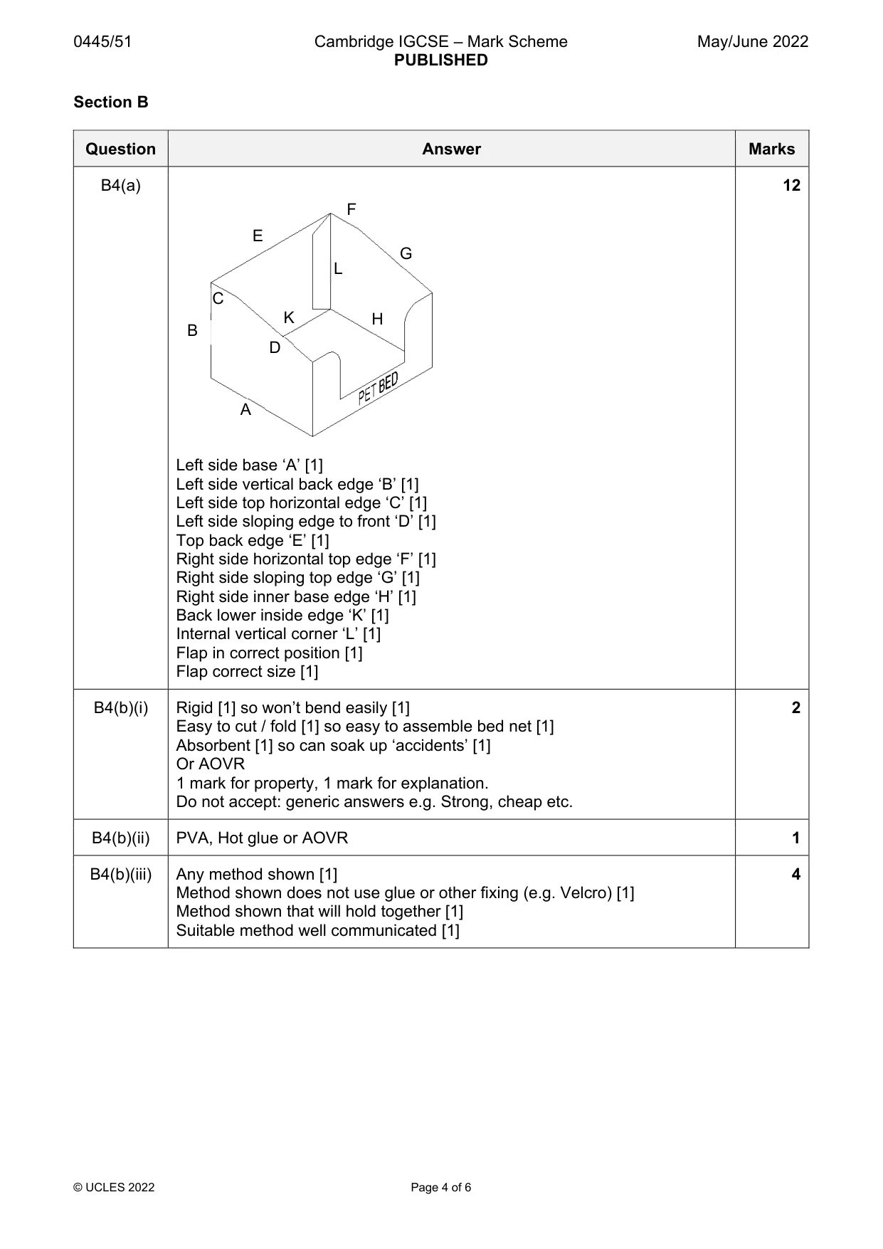 Mark scheme, page 4 of 6