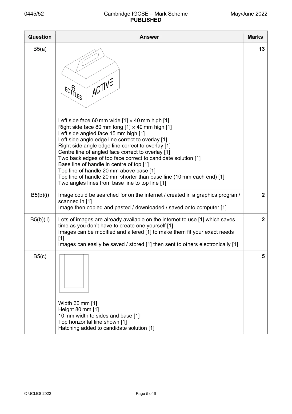 Mark scheme, page 5 of 6