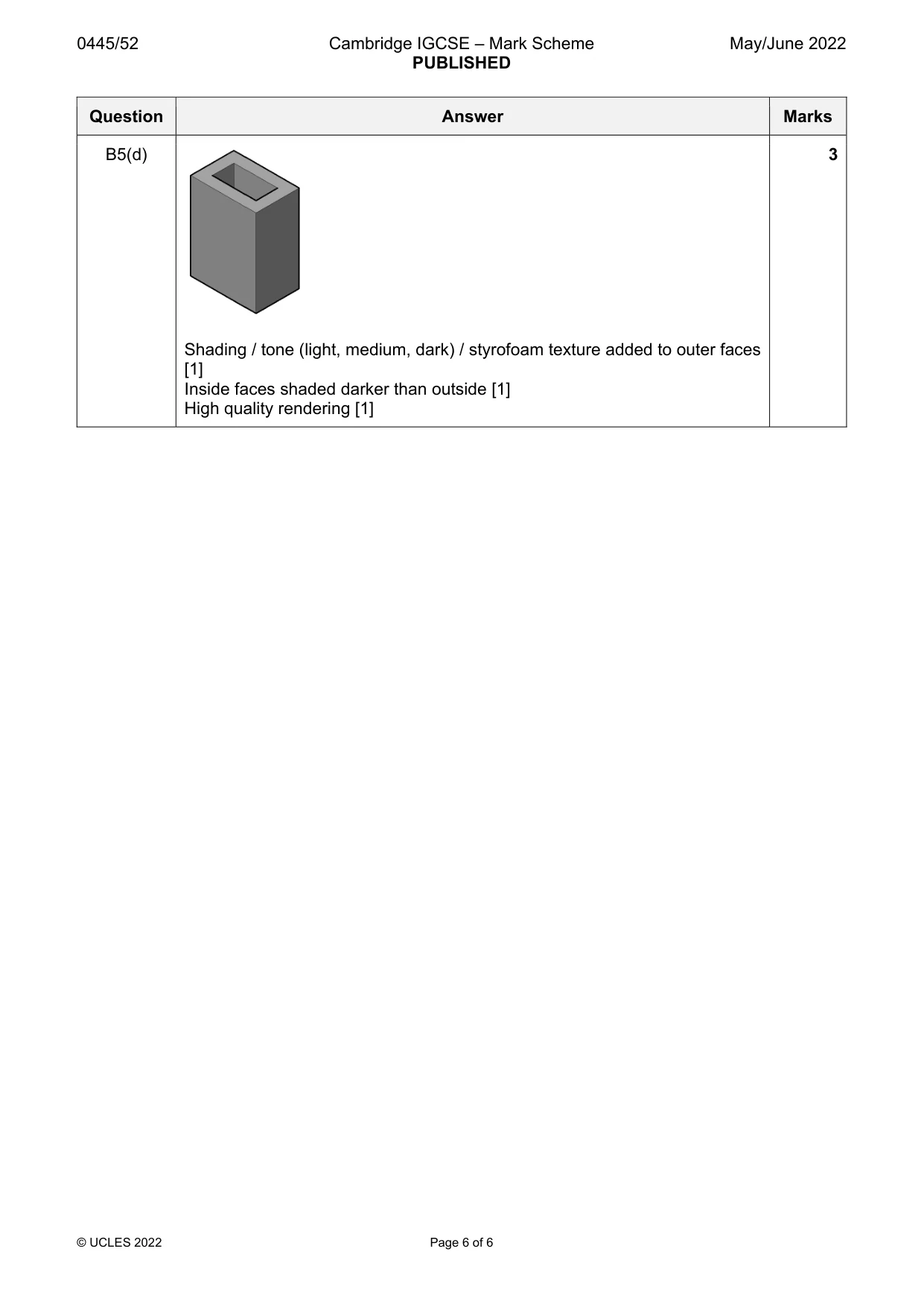 Mark scheme, page 6 of 6