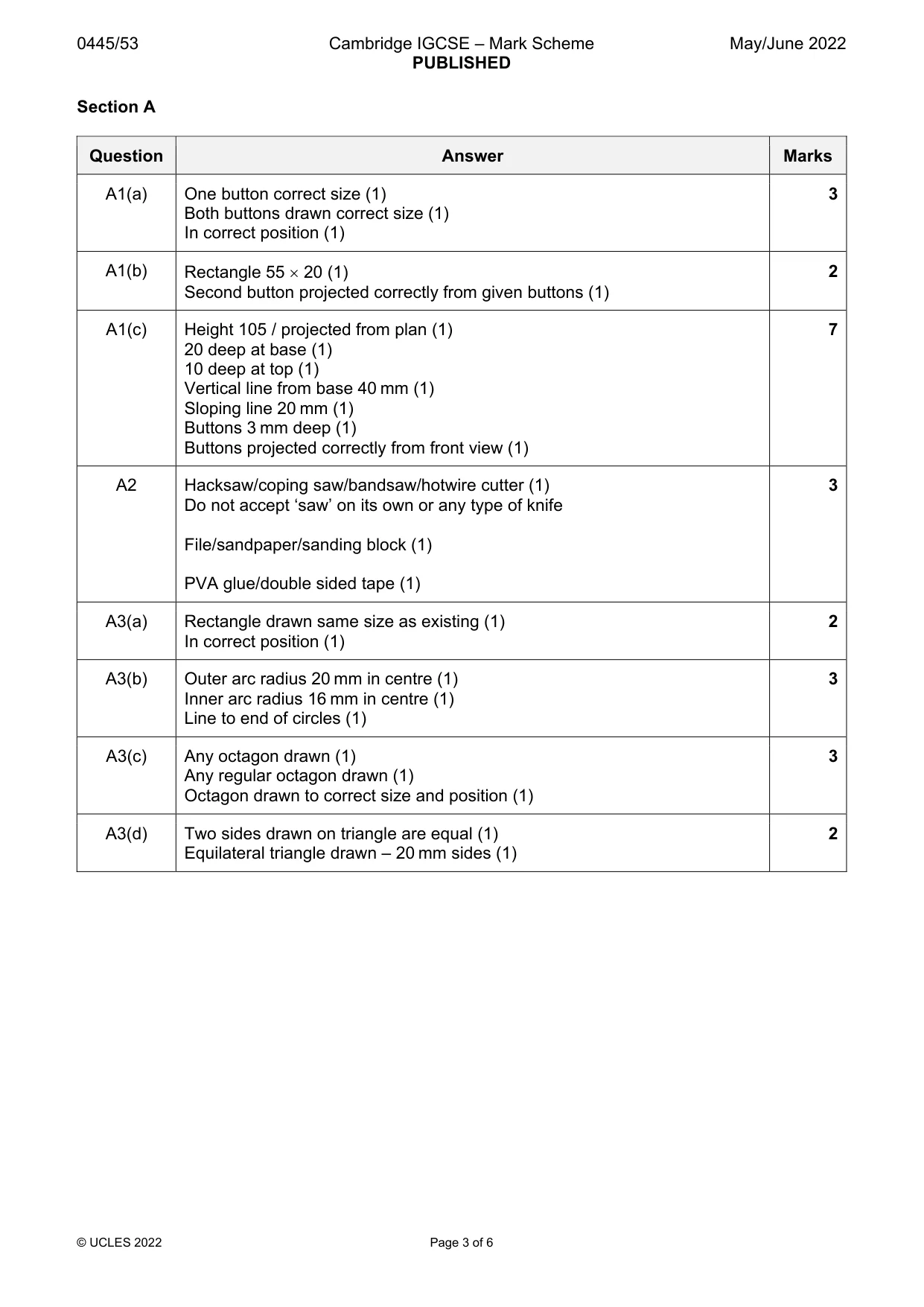 Mark scheme, page 3 of 6