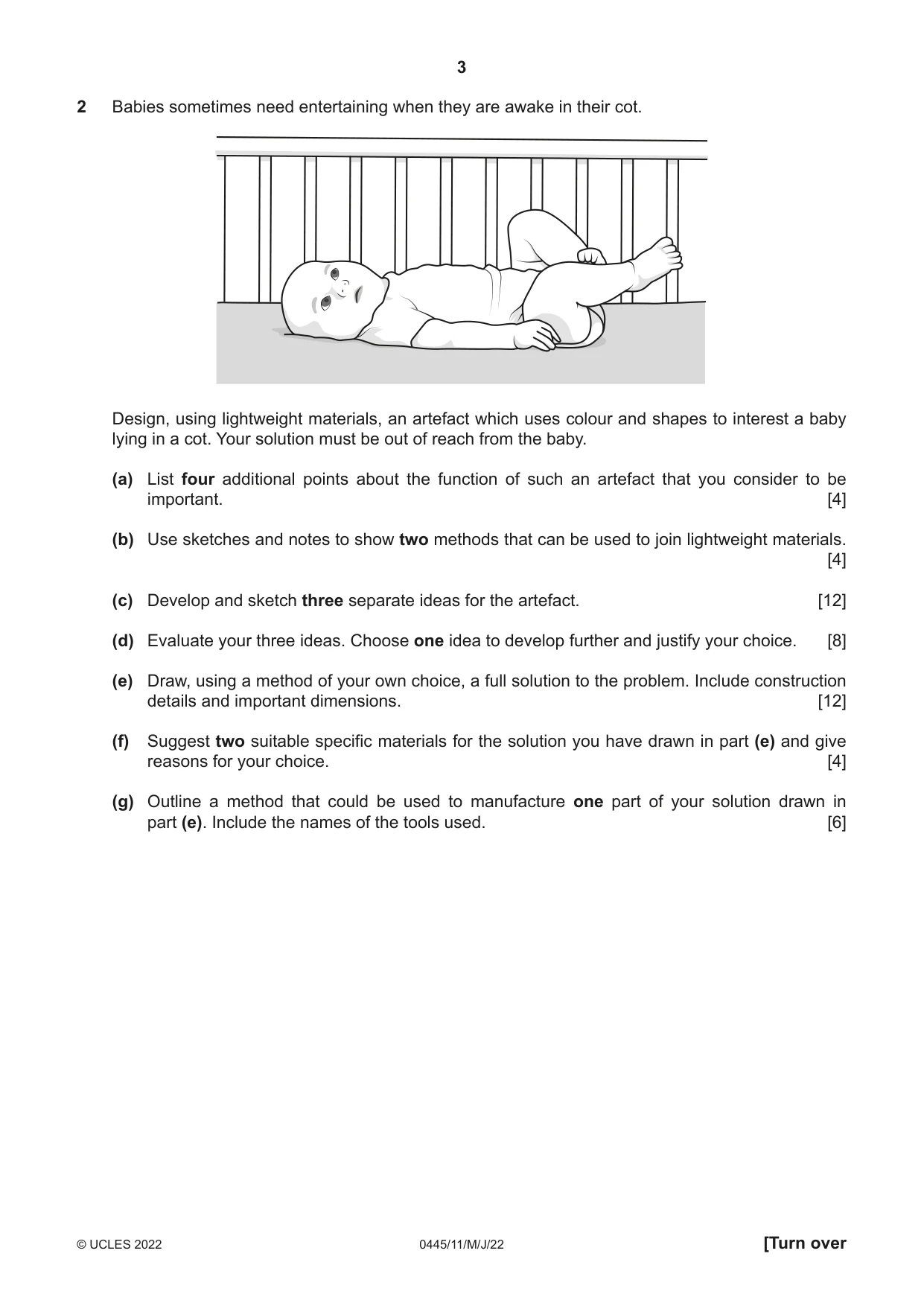 Cambridge IGCSE Design and Technology 0445 2022 May/June Paper 1 · Variant 1 question paper, page 3 of 4