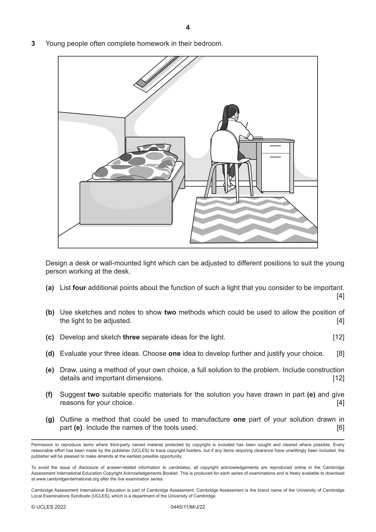 Cambridge IGCSE Design and Technology 0445 2022 May/June Paper 1 · Variant 1 question paper, page 4 of 4