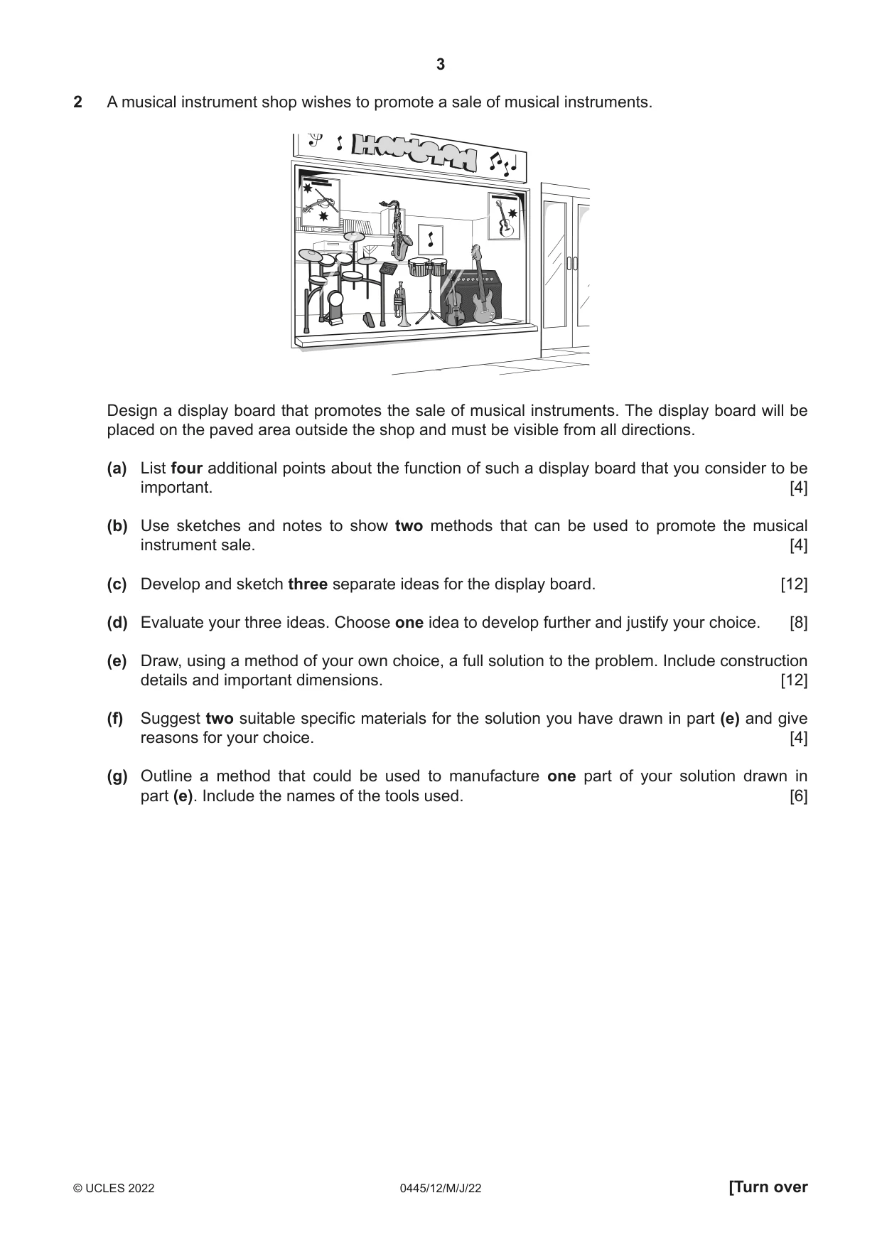 Cambridge IGCSE Design and Technology 0445 2022 May/June Paper 1 · Variant 2 question paper, page 3 of 4