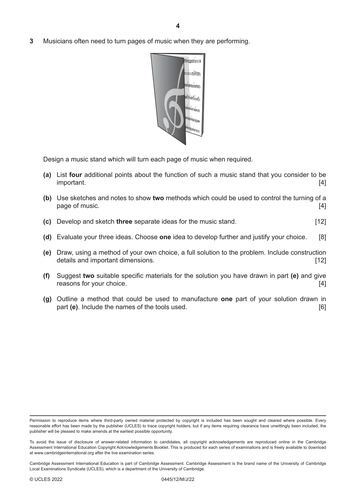 Cambridge IGCSE Design and Technology 0445 2022 May/June Paper 1 · Variant 2 question paper, page 4 of 4